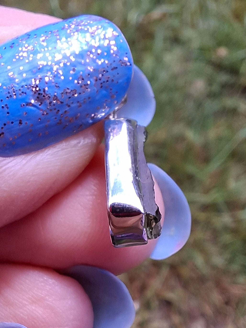Moldavite Pendant, 925 Silver, Tektite (Ref: P77)