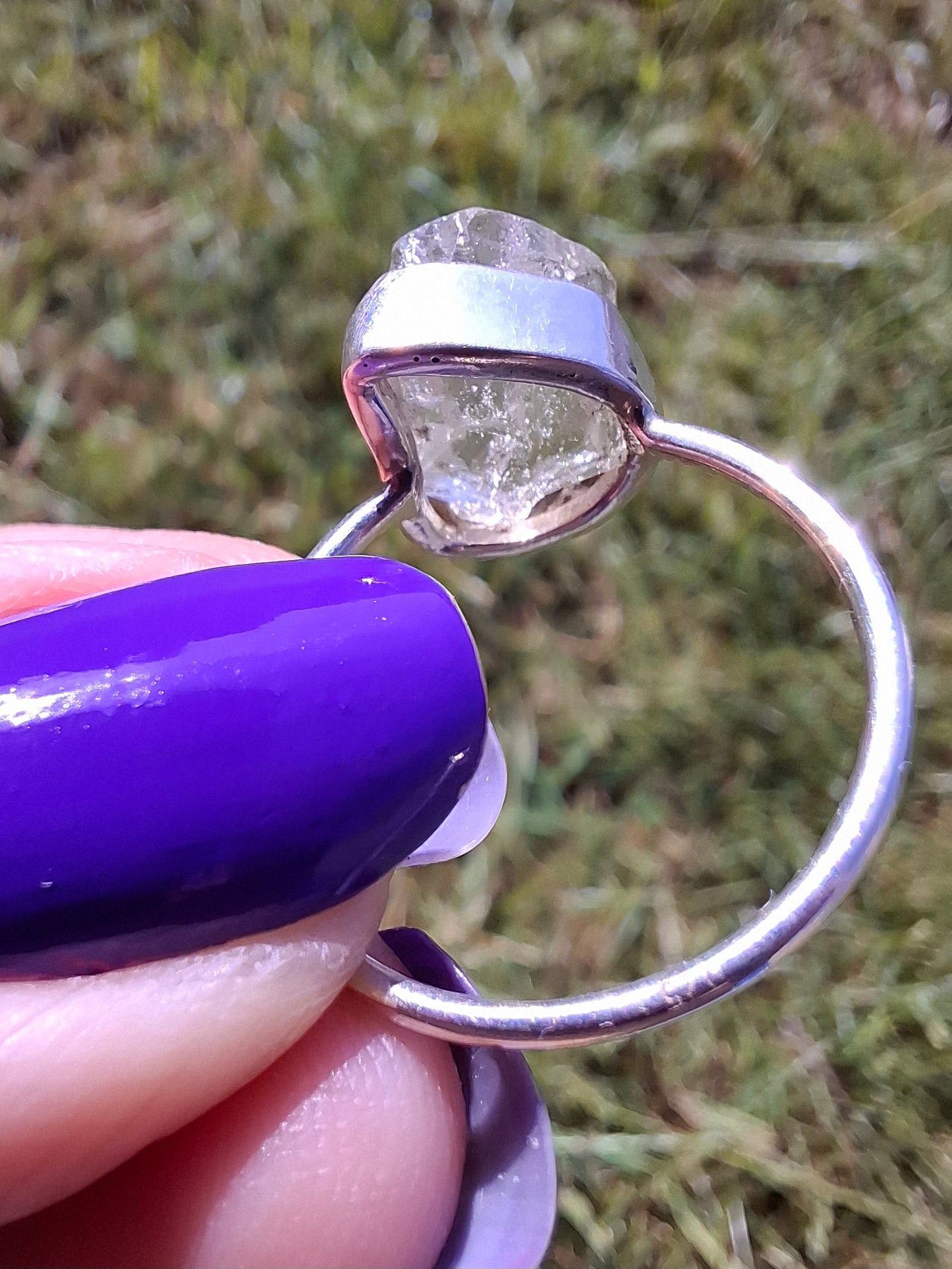 Libyan Desert Glass Ring, size large R/small S, 925 Silver, Tektite (Ref: LR43)