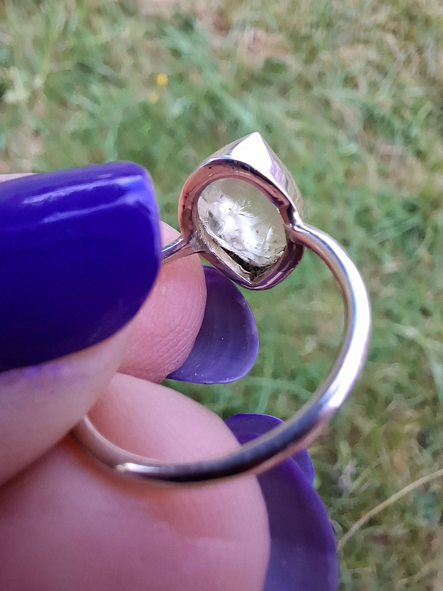 Libyan Desert Glass Ring, size large K/small L, 925 Silver, Tektite (Ref: LR17)