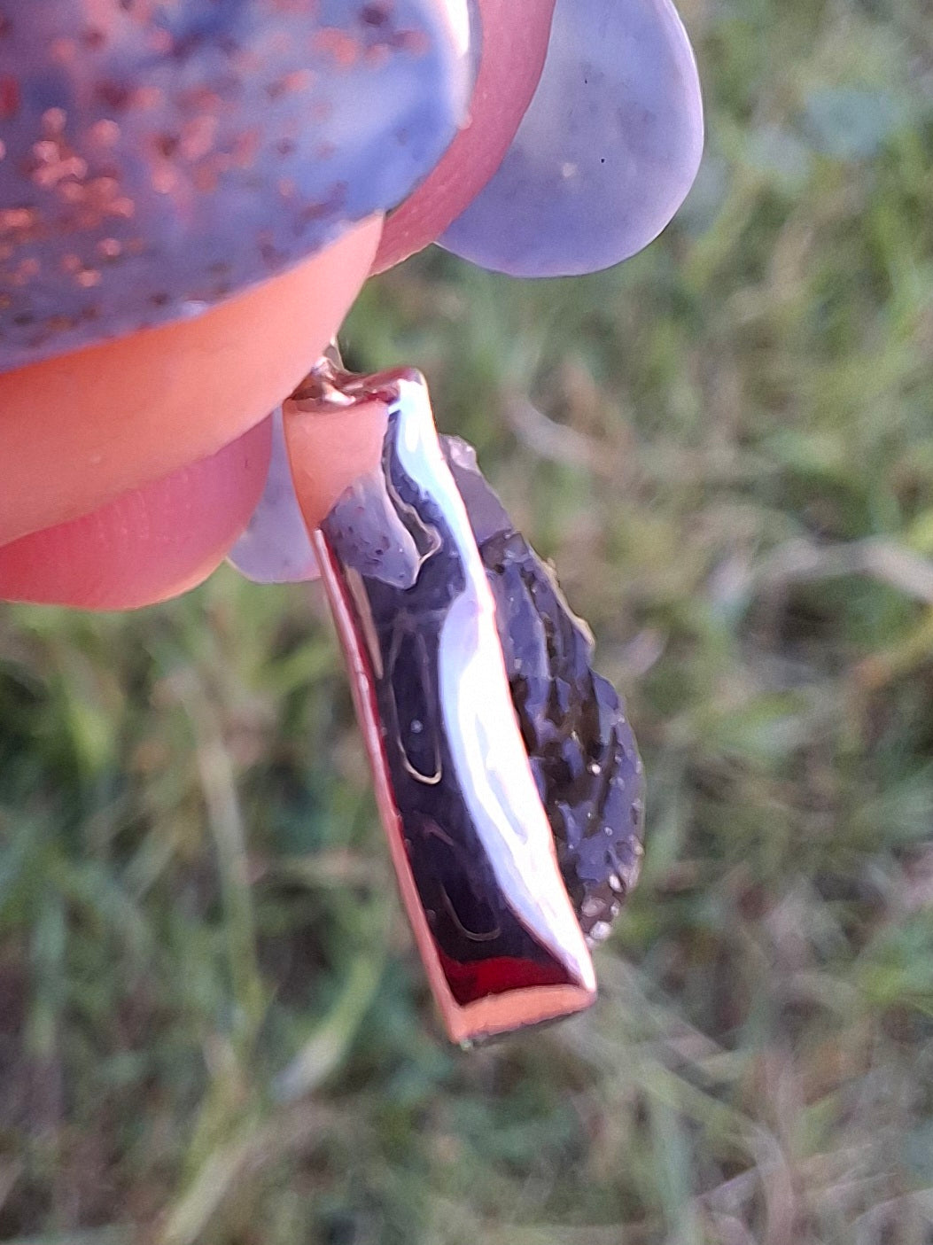 Moldavite Piece, 925 Silver, Tektite (Ref: P90)