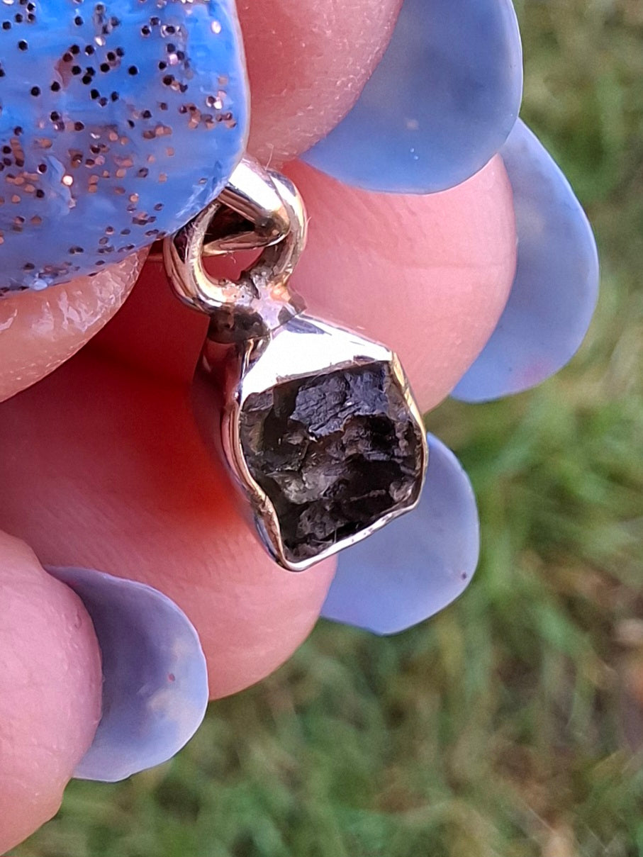 Moldavite Pendant, 925 Silver, Tektite (Ref: P53)