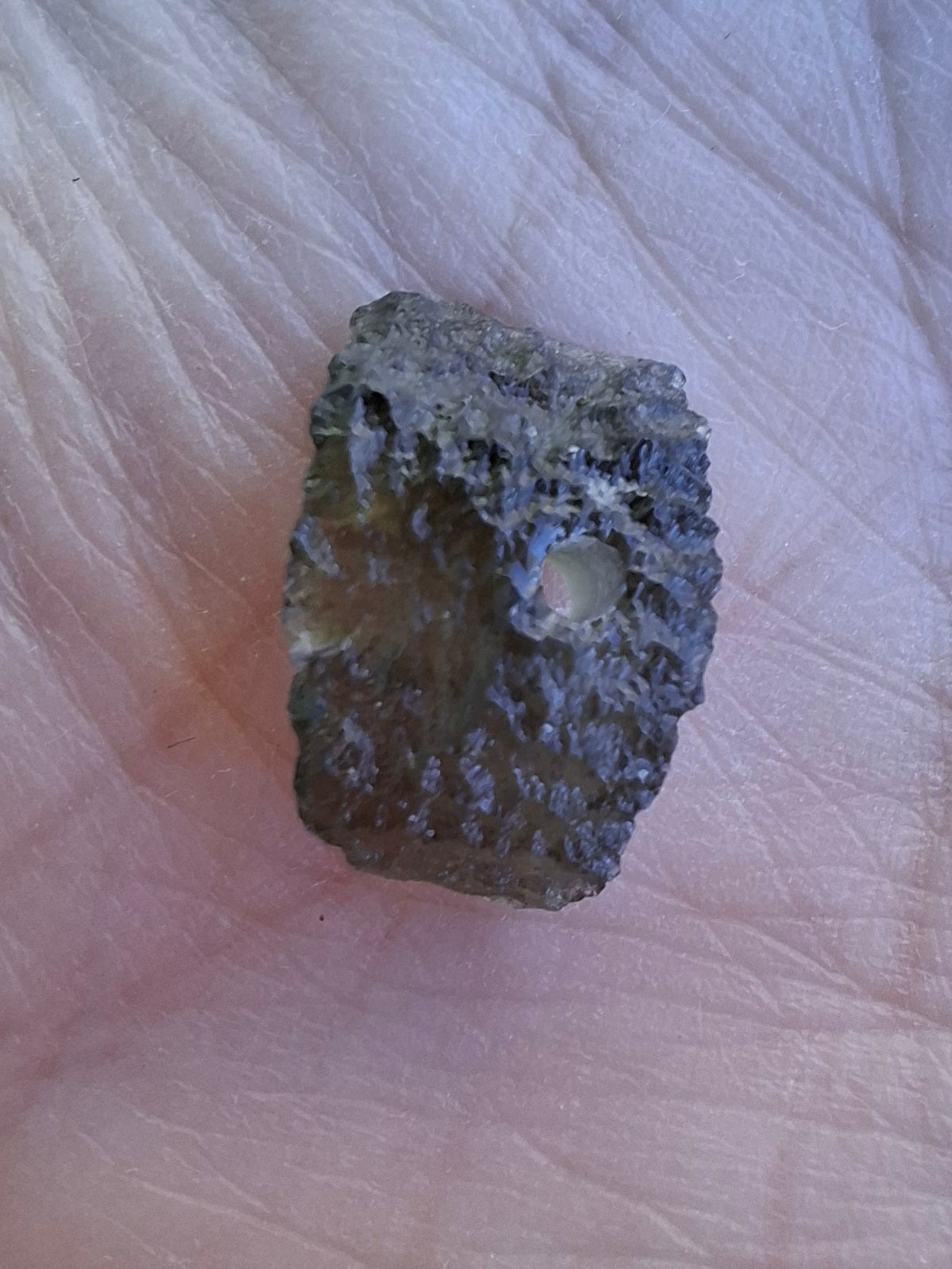 DRILLED, Moldavite Piece, 0.77g, Tektite (Ref: D29)
