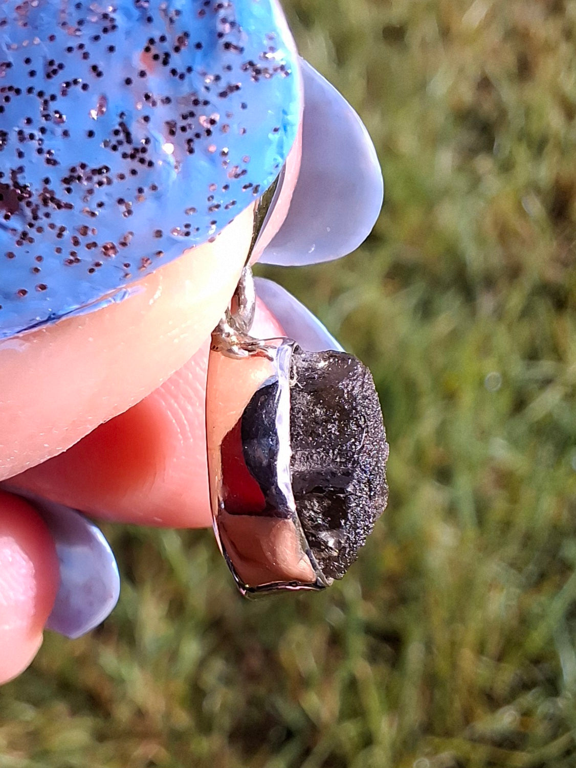 Moldavite Pendant, 925 Silver, Tektite (Ref: P58)