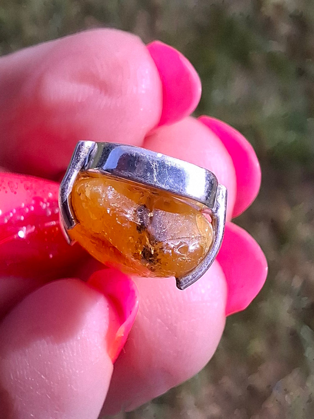 Baltic Amber Pendant, 925 Silver, Fossil (Ref: AP8)