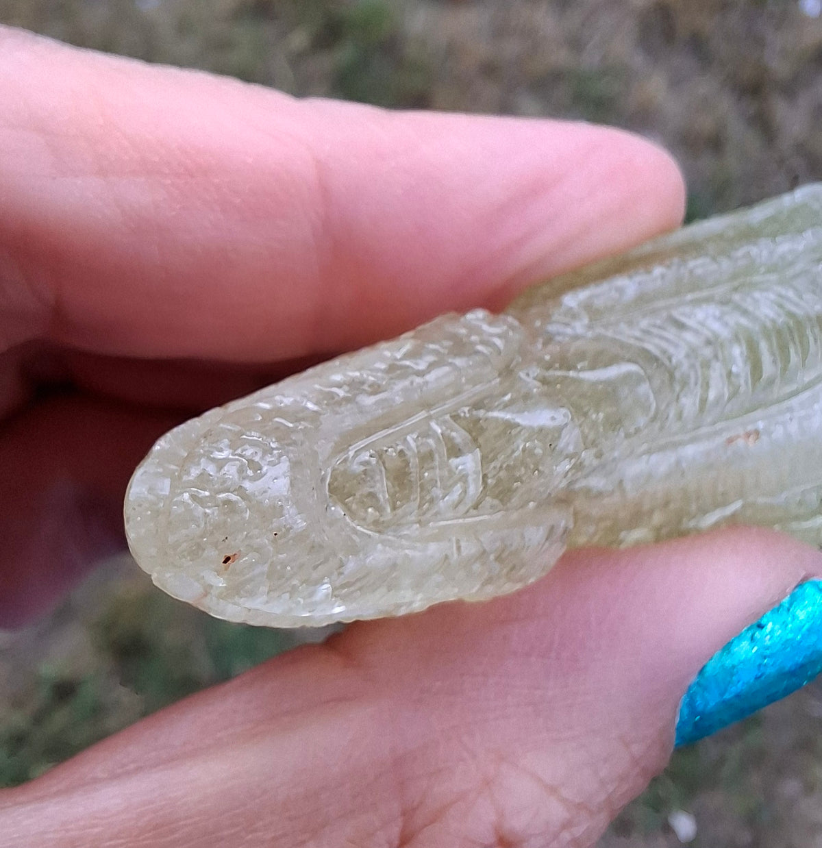 Libyan Desert Glass DRAGON HEAD carving, 48.11g, Tektite (Ref: Dragon4)