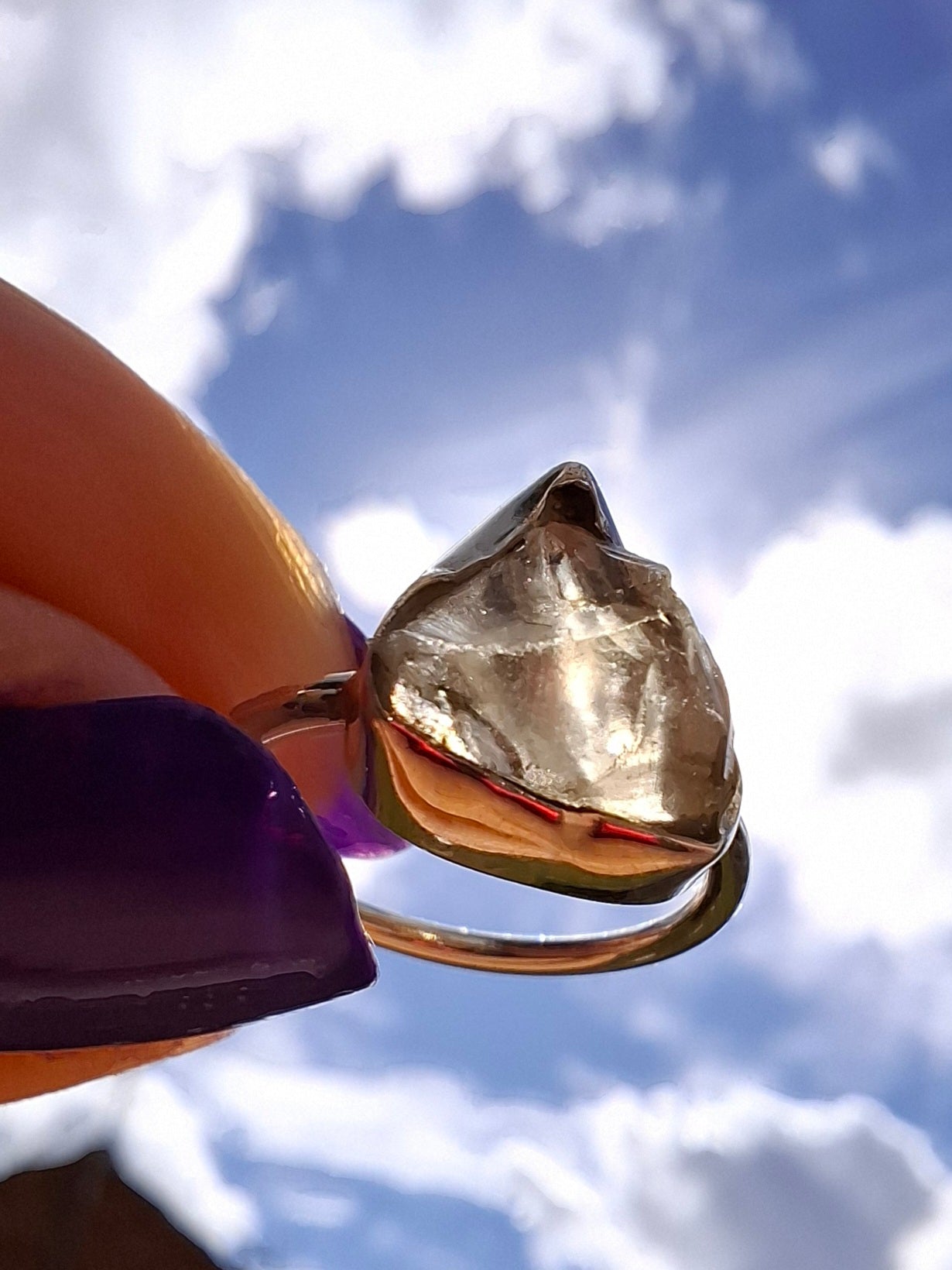 Libyan Desert Glass Ring, size large G, 925 Silver, Tektite (Ref: LR2)
