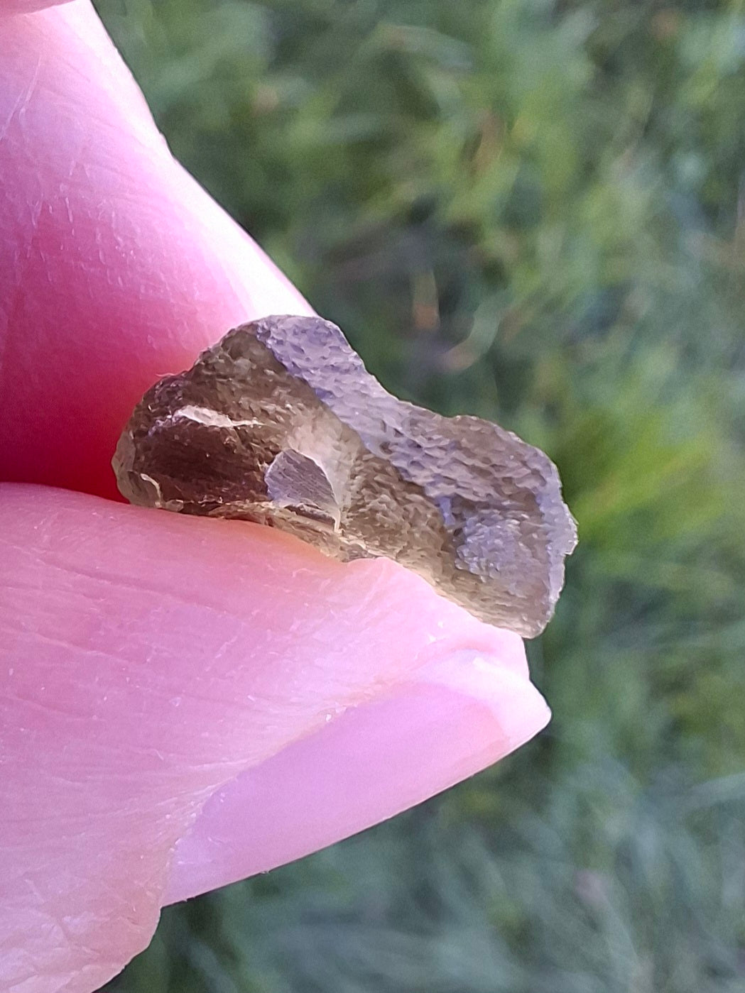 DRILLED, Moldavite Piece, 0.75g, Tektite (Ref: D23)