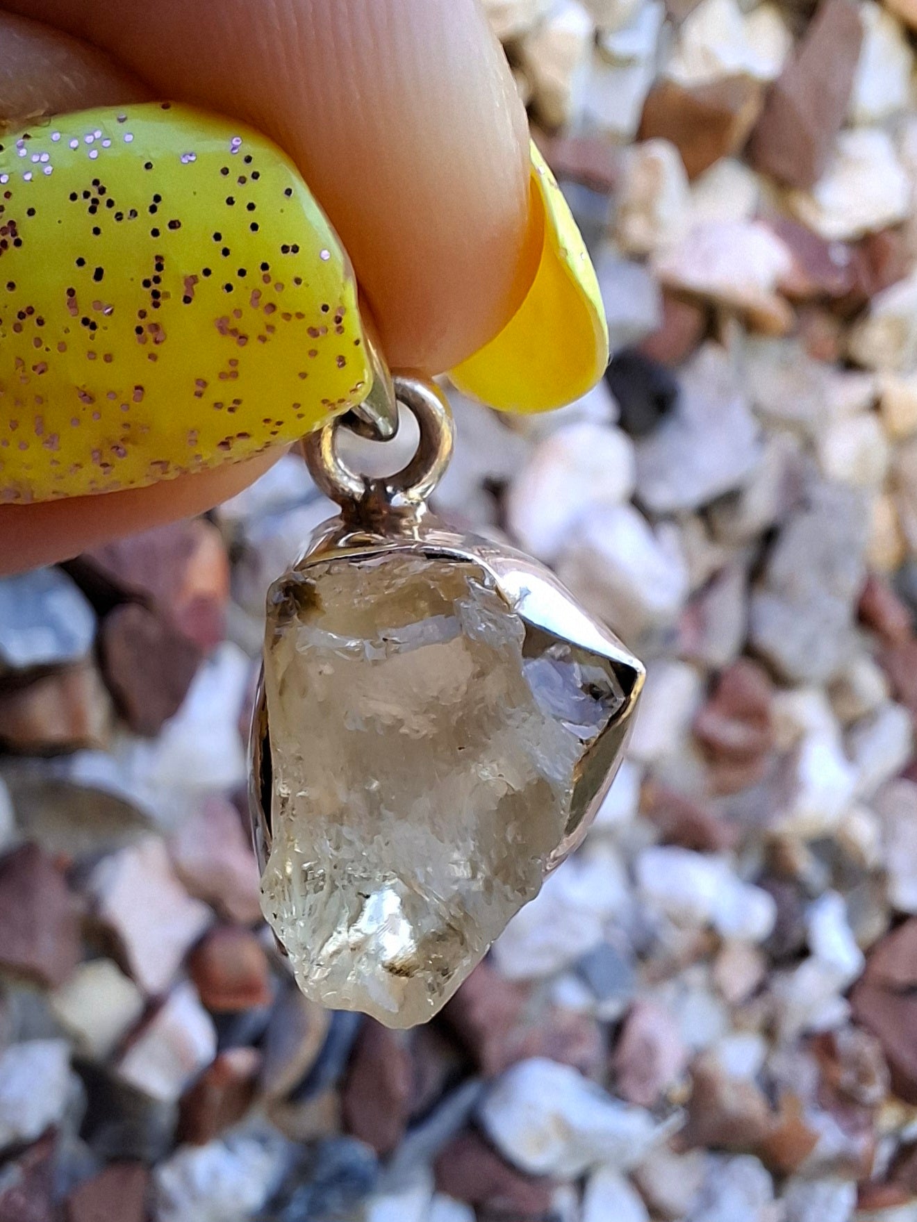 Libyan Desert Glass Pendant, 925 Silver, Tektite (Ref: LP107)