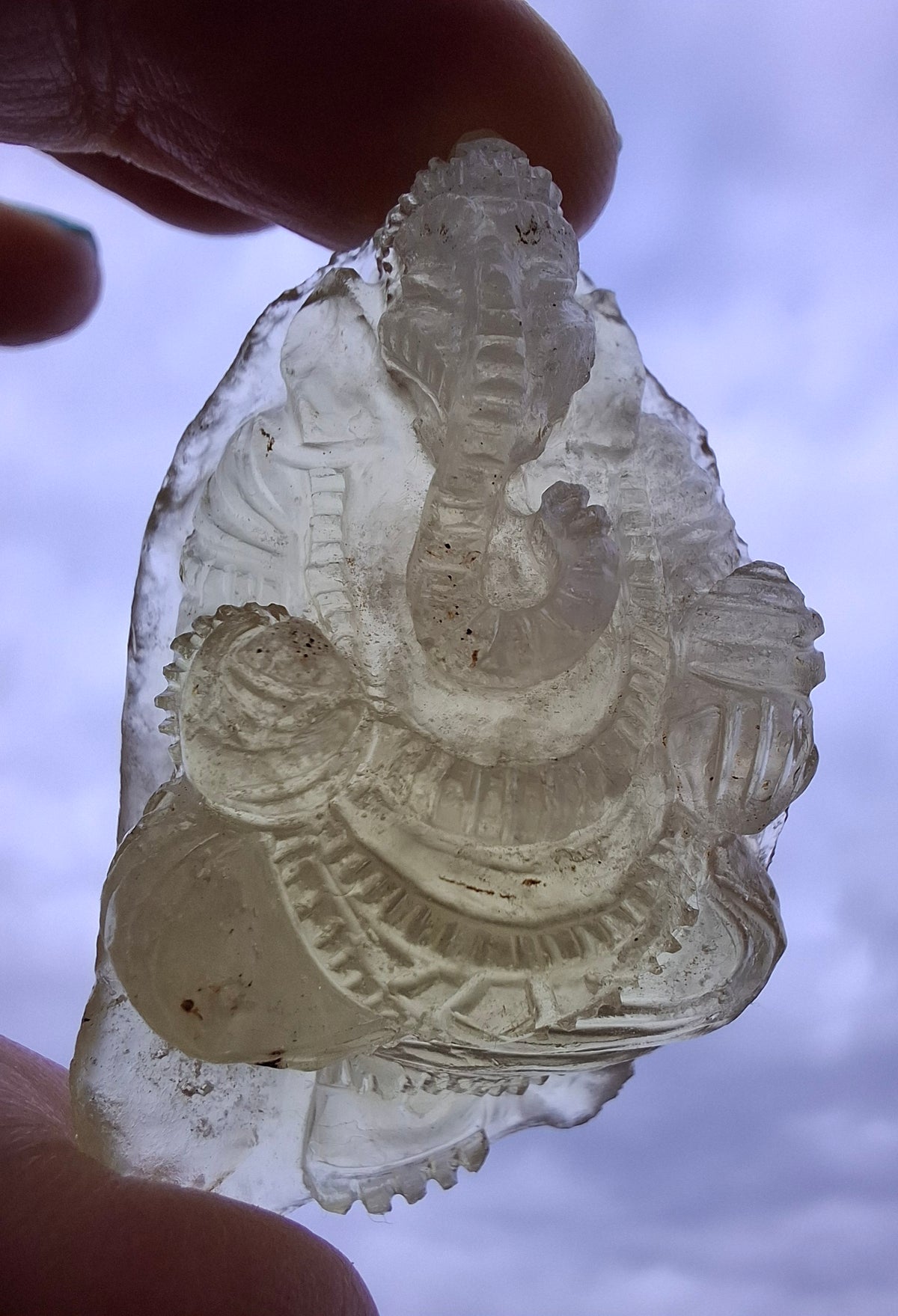 Libyan Desert Glass carving, GANESHA, 26.47g, Tektite (Ref: Ganesha1)