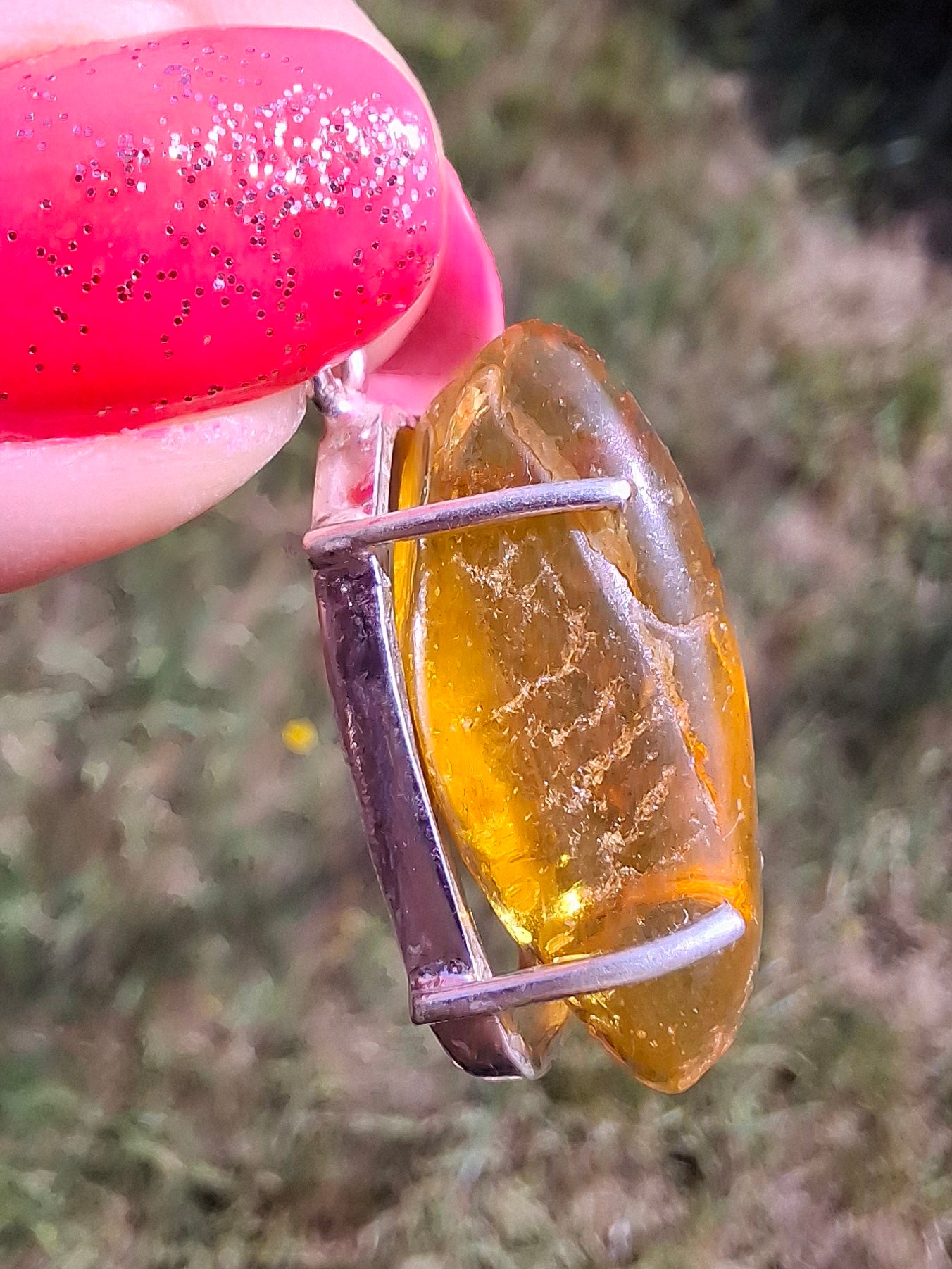 Baltic Amber Pendant, 925 Silver, Fossil (Ref: AP13)