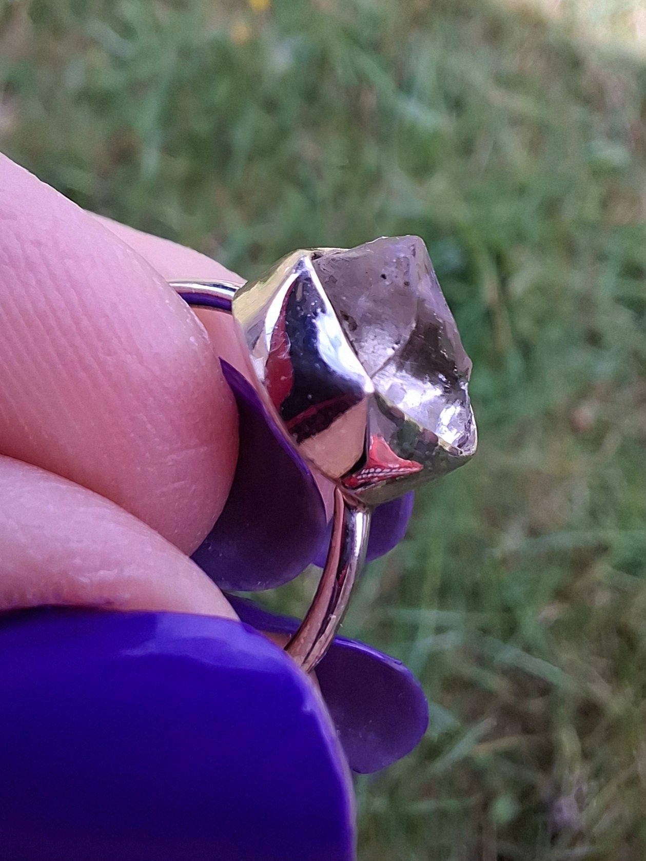 Libyan Desert Glass Ring, size large J, 925 Silver, Tektite (Ref: LR9)