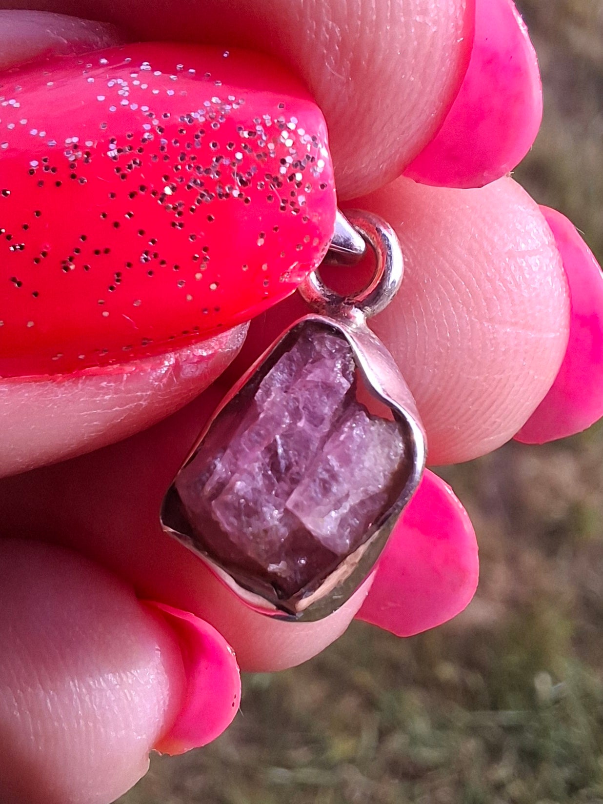 Pink Tourmaline Pendant, 925 Silver, Crystal (Ref: PT73)