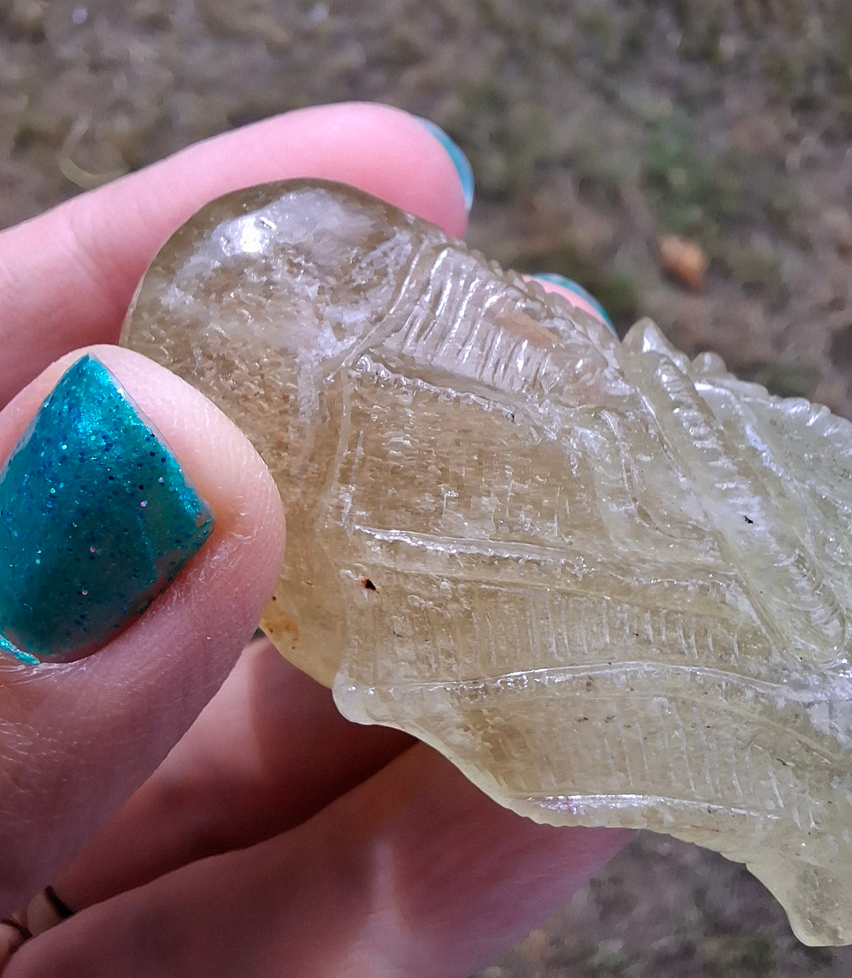 Libyan Desert Glass DRAGON HEAD carving, 48.11g, Tektite (Ref: Dragon4)