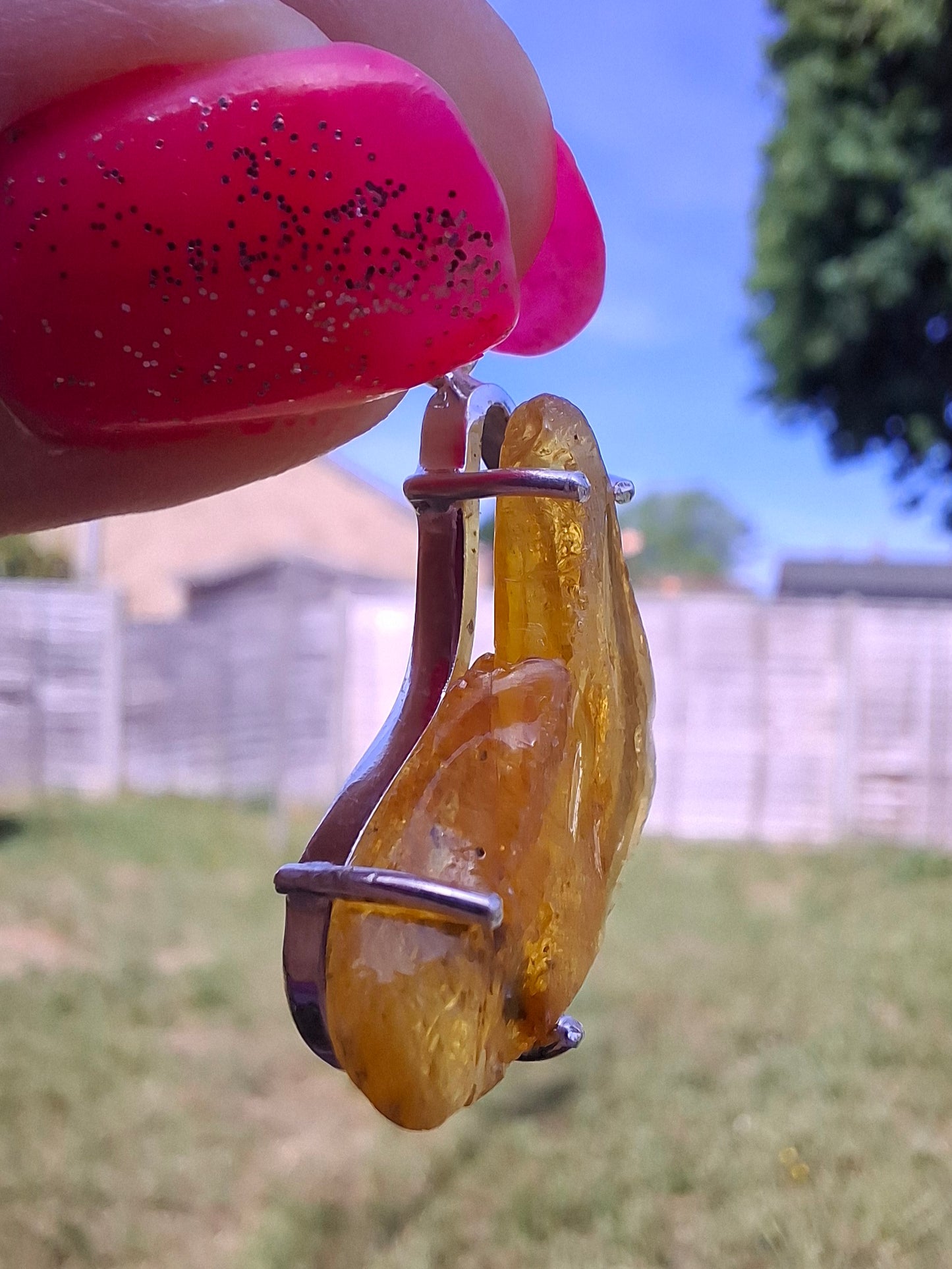 Baltic Amber Pendant, 925 Silver, Fossil (Ref: Ap1)