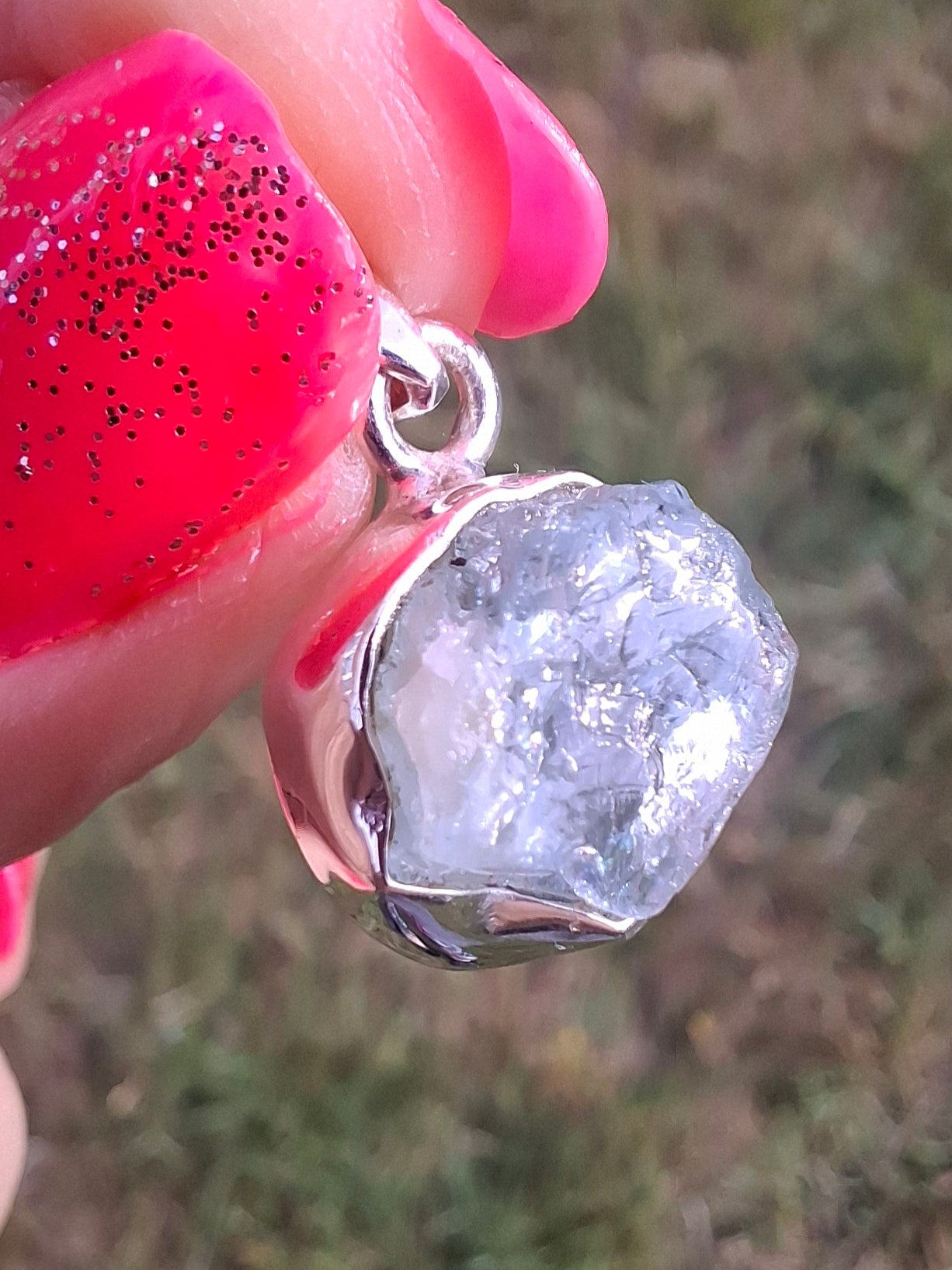 Aquamarine Pendant, 925 Silver, Crystal (Ref: AQ18)