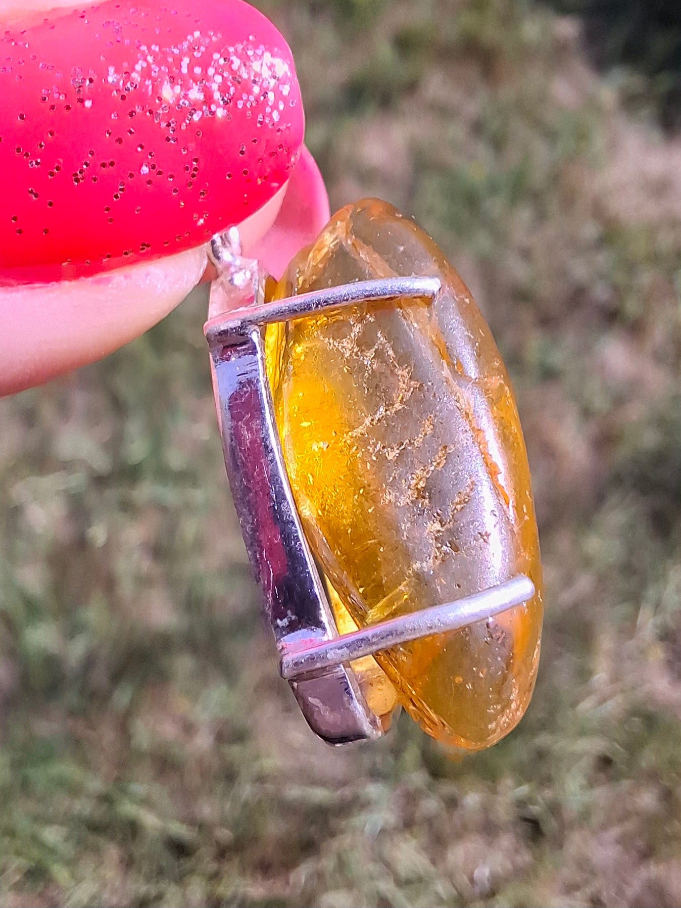 Baltic Amber Pendant, 925 Silver, Fossil (Ref: AP13)