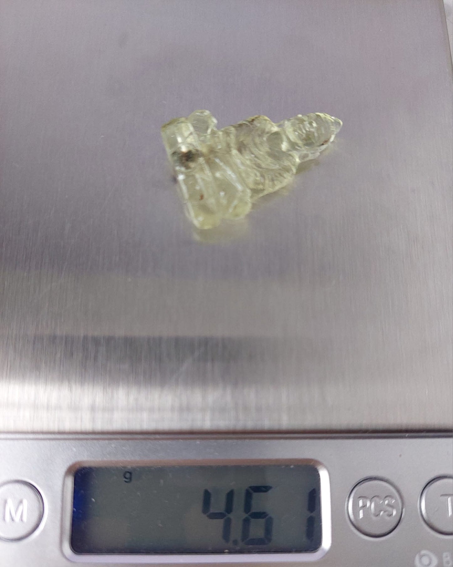 Libyan Desert Glass BUDDHA Carving, 4.61g, Tektite (Ref: LDG B5)