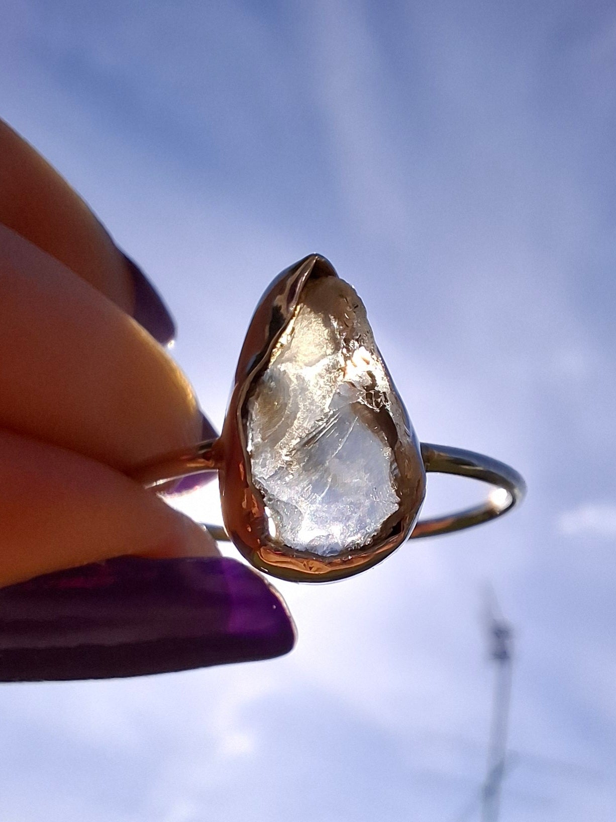 Libyan Desert Glass Ring, size large V, 925 Silver, Tektite (Ref: LR57)