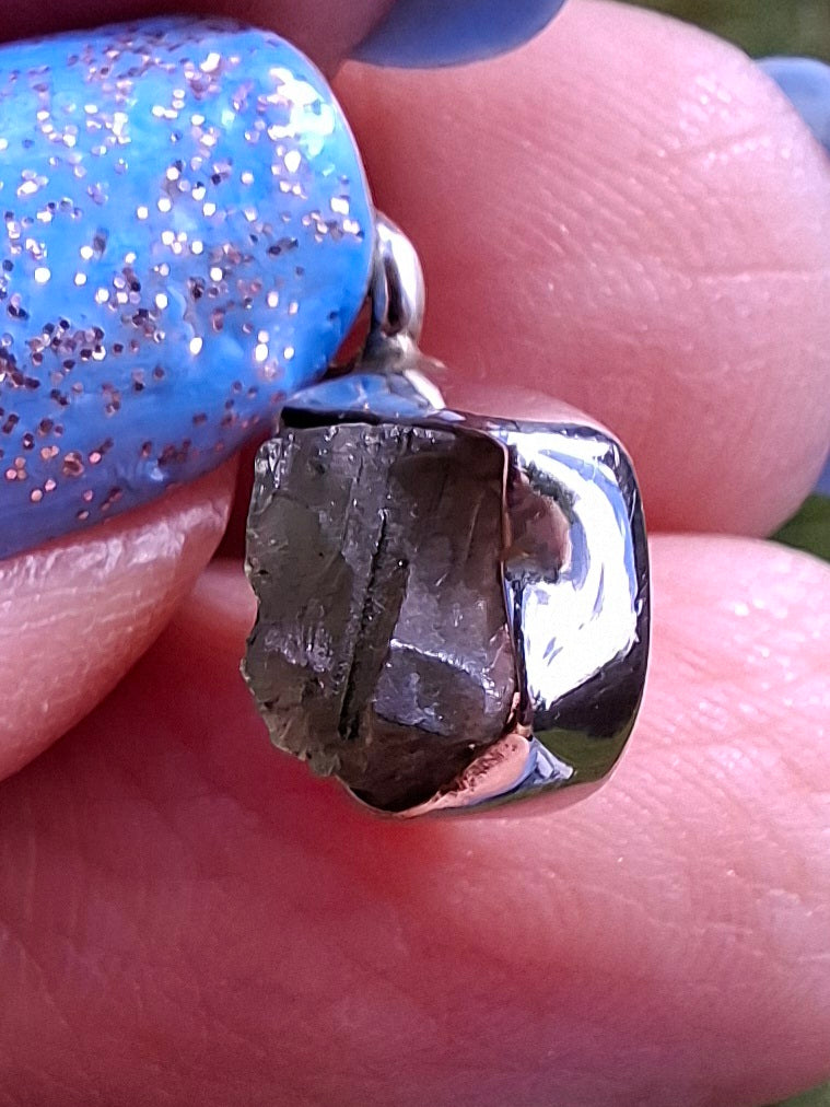 Moldavite Pendant, 925 Silver, Tektite (Ref: P92)