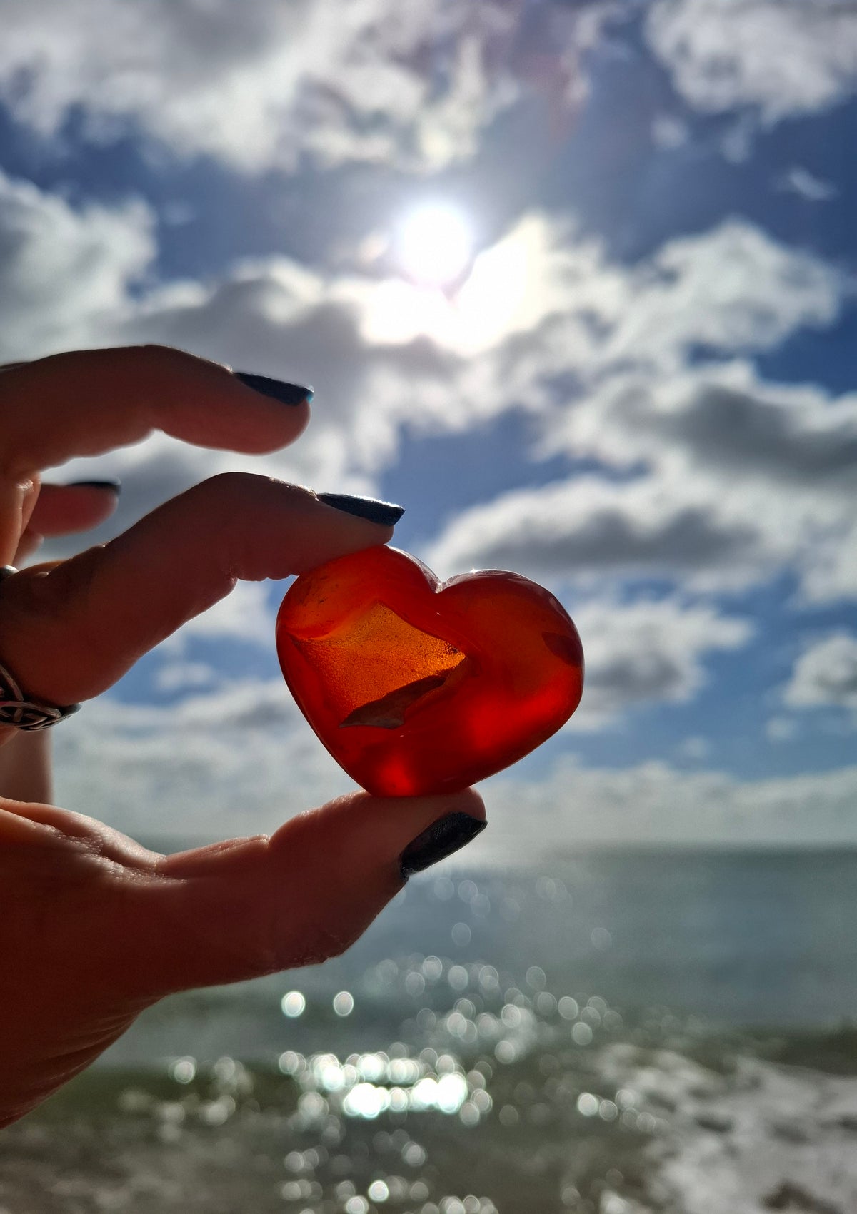 Druzy Carnelian Heart, Crystal (Ref: DCH1)