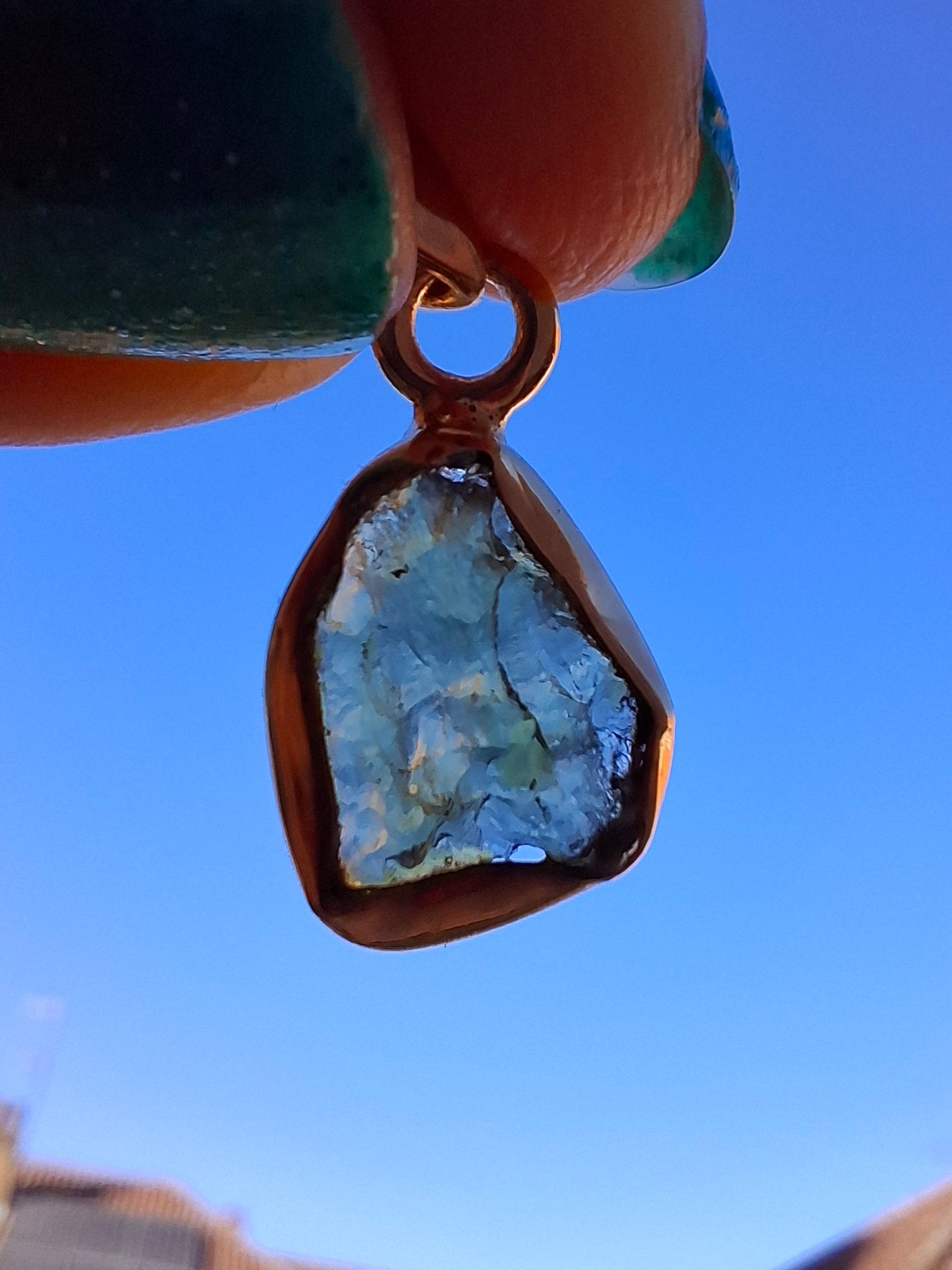 Moldavite Pendant, 14K GOLD Plated, Tektite (Ref: P446)