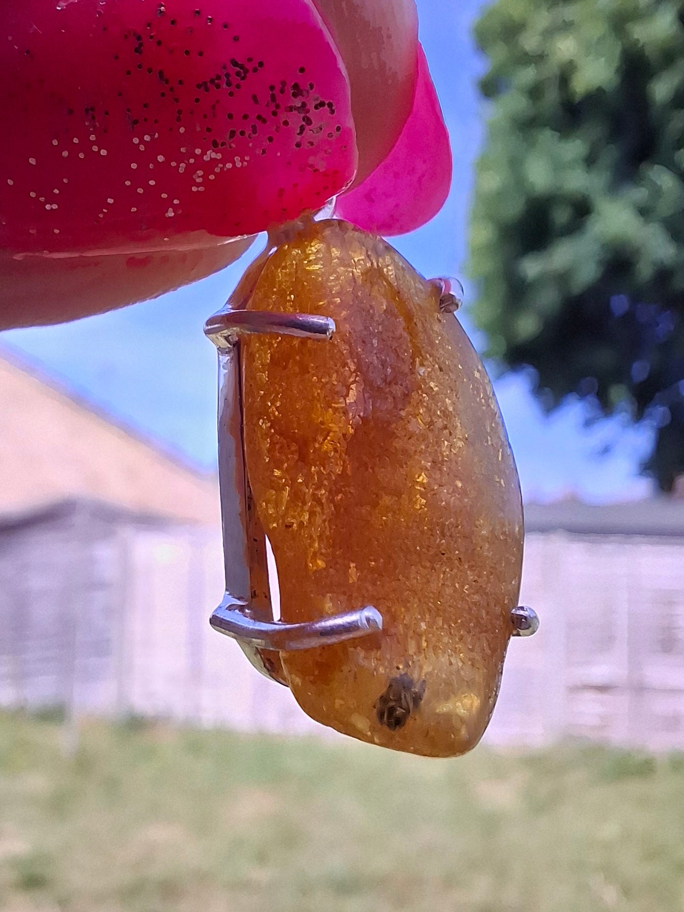 Baltic Amber Pendant, 925 Silver, Fossil (Ref: AP11)