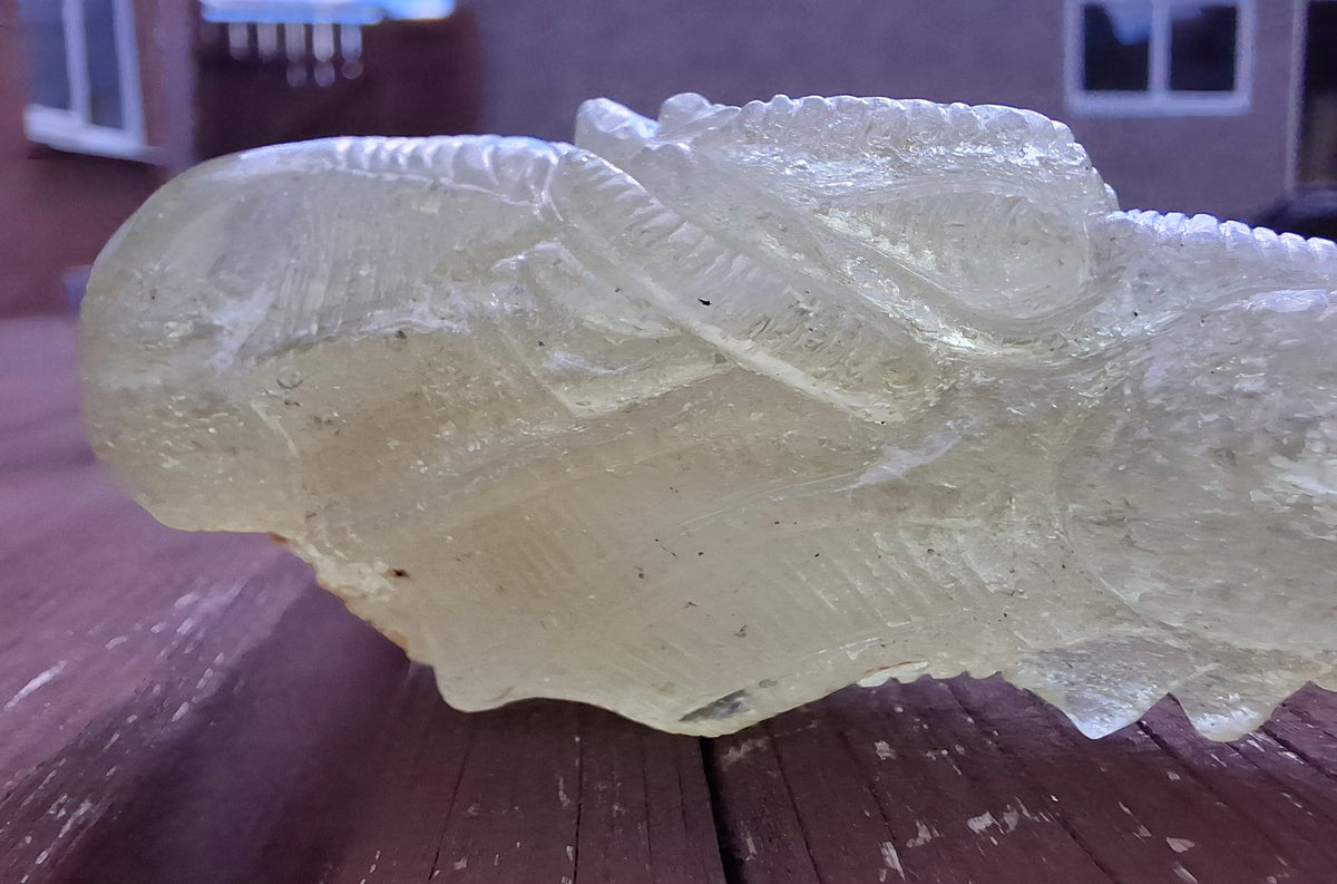 Libyan Desert Glass DRAGON HEAD carving, 48.11g, Tektite (Ref: Dragon4)