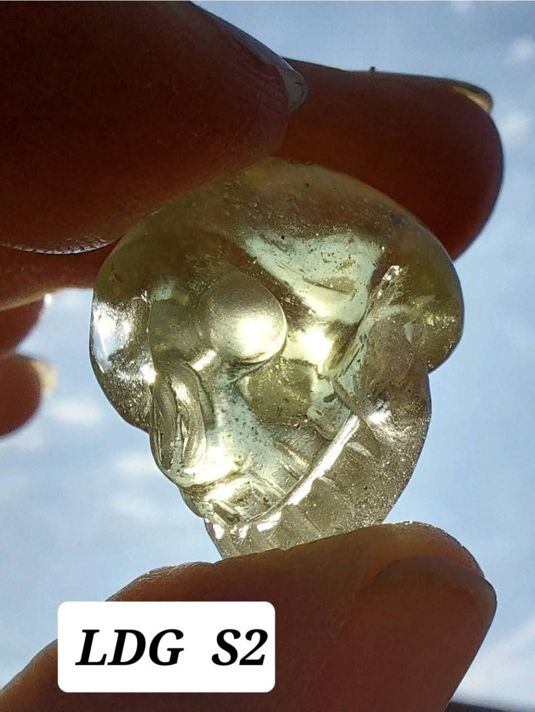 Libyan Desert Glass SKULL carving, 4.59g, Tektite (Ref: Skull2)