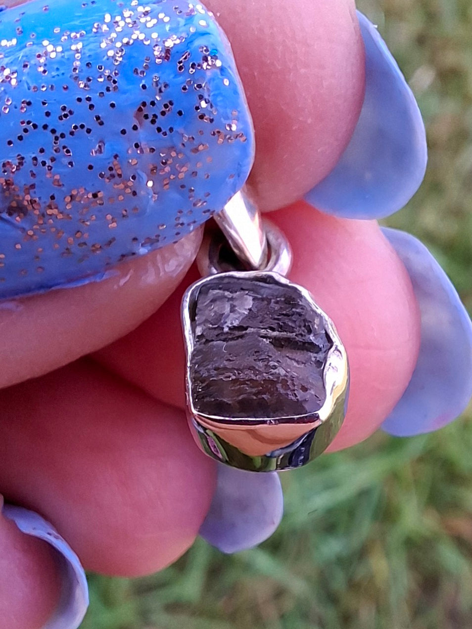 Moldavite Pendant, 925 Silver, Tektite (Ref: P44)