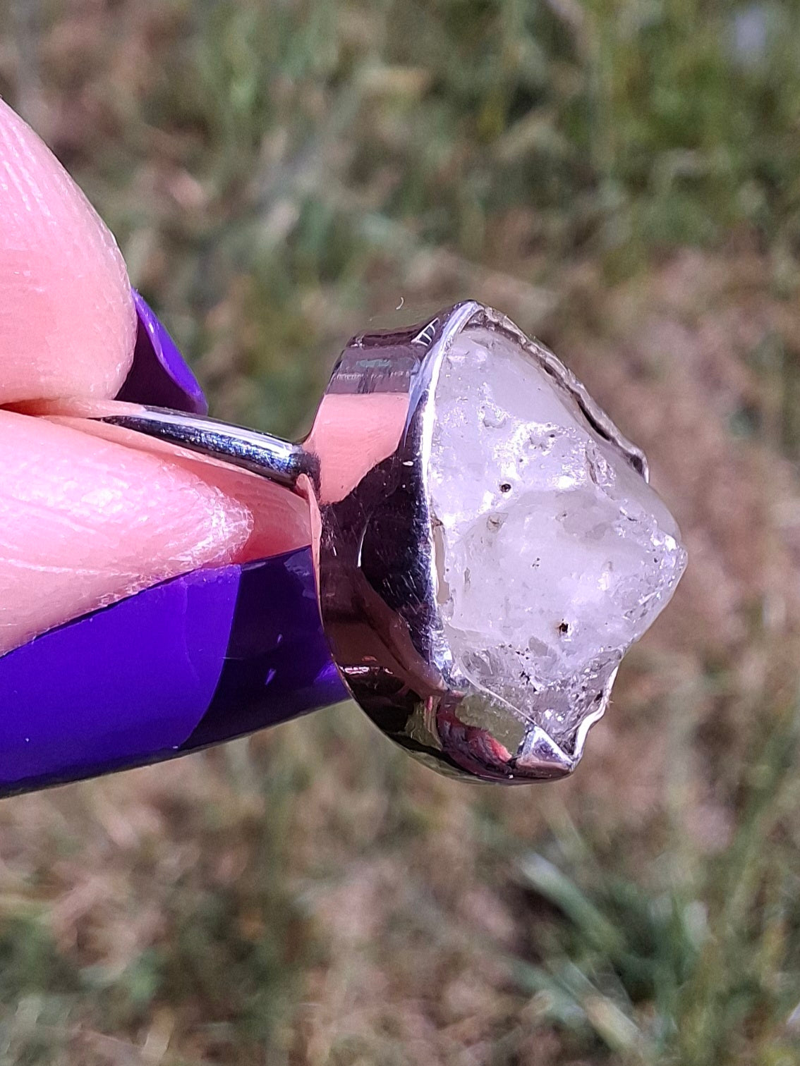 Libyan Desert Glass Ring, size P, 925 Silver, Tektite (Ref: LR27)
