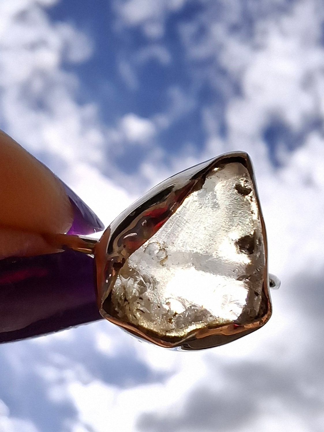 Libyan Desert Glass Ring, size U, 925 Silver, Tektite (Ref: LR52)