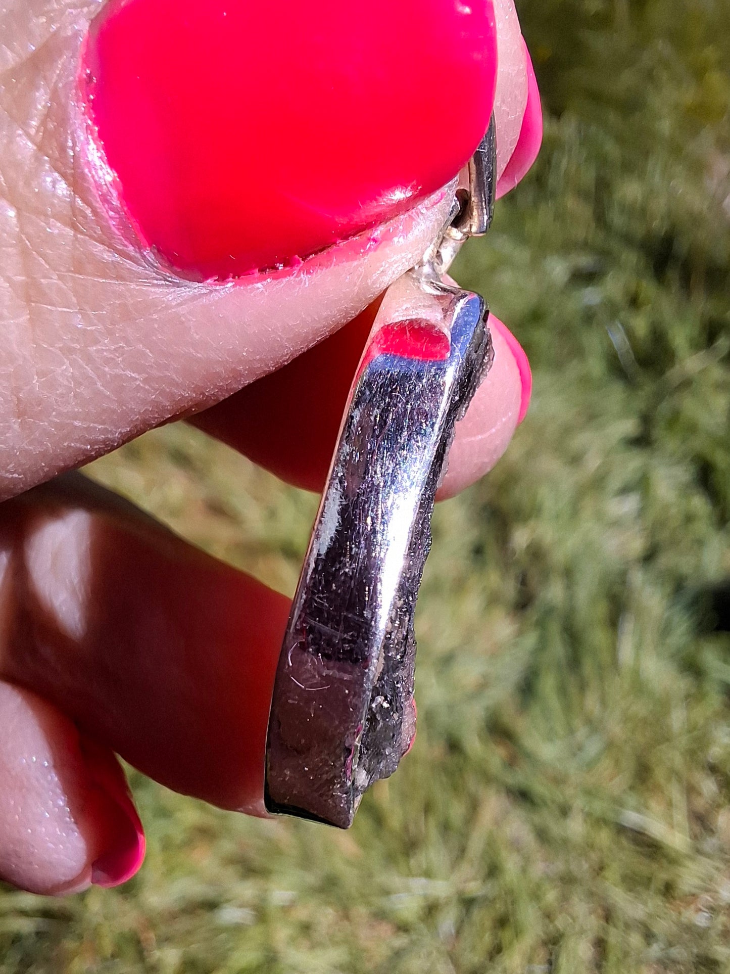 Moldavite Pendant, 925 Silver, Tektite (Ref: P445)