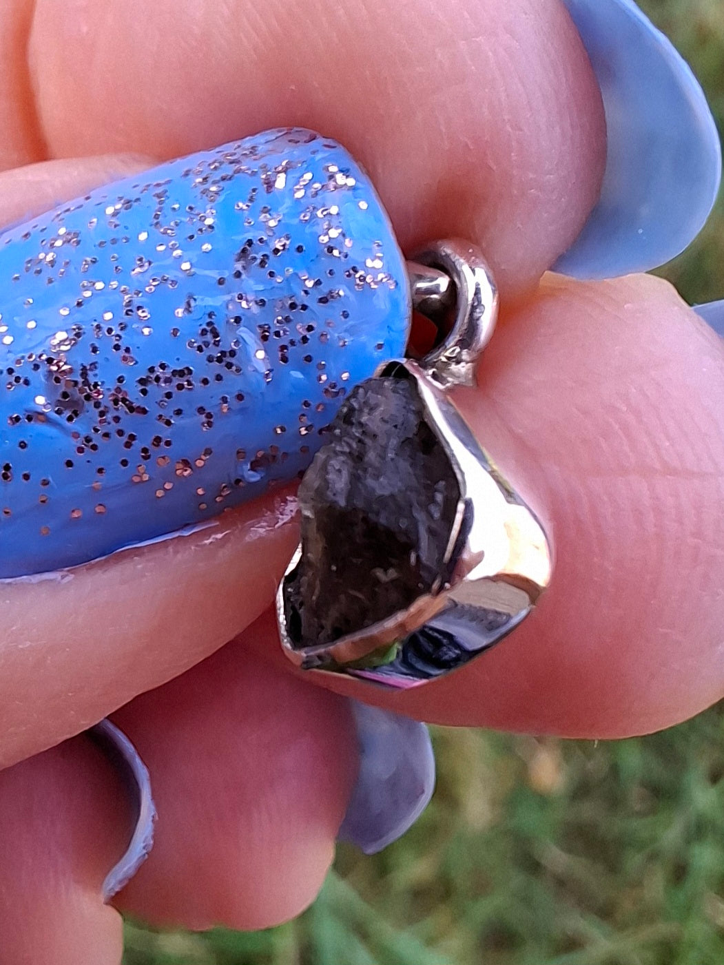 Moldavite Pendant, 925 Silver, Tektite (Ref: P57)