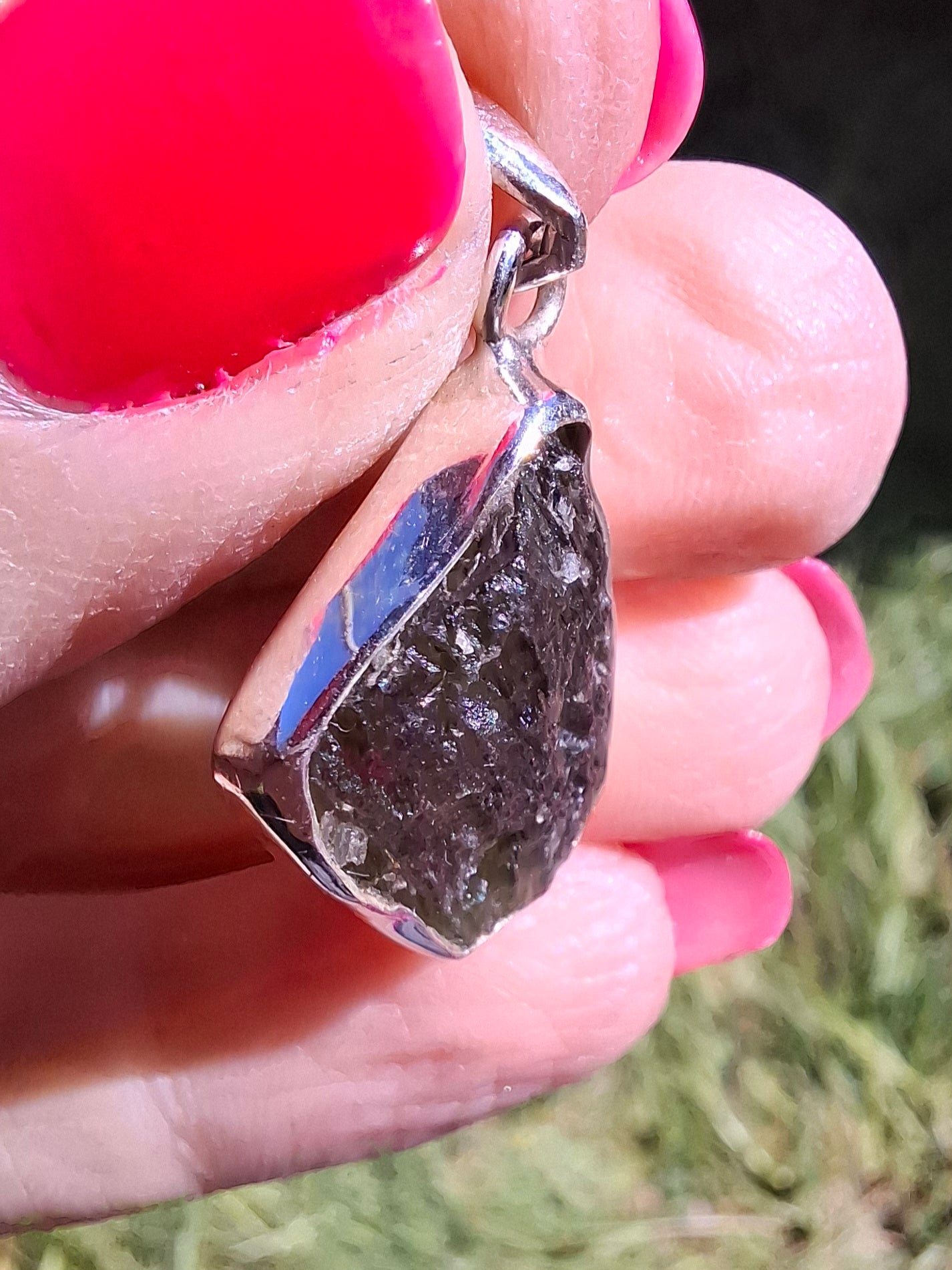 Moldavite Pendant, 925 Silver, Tektite (Ref: P429)