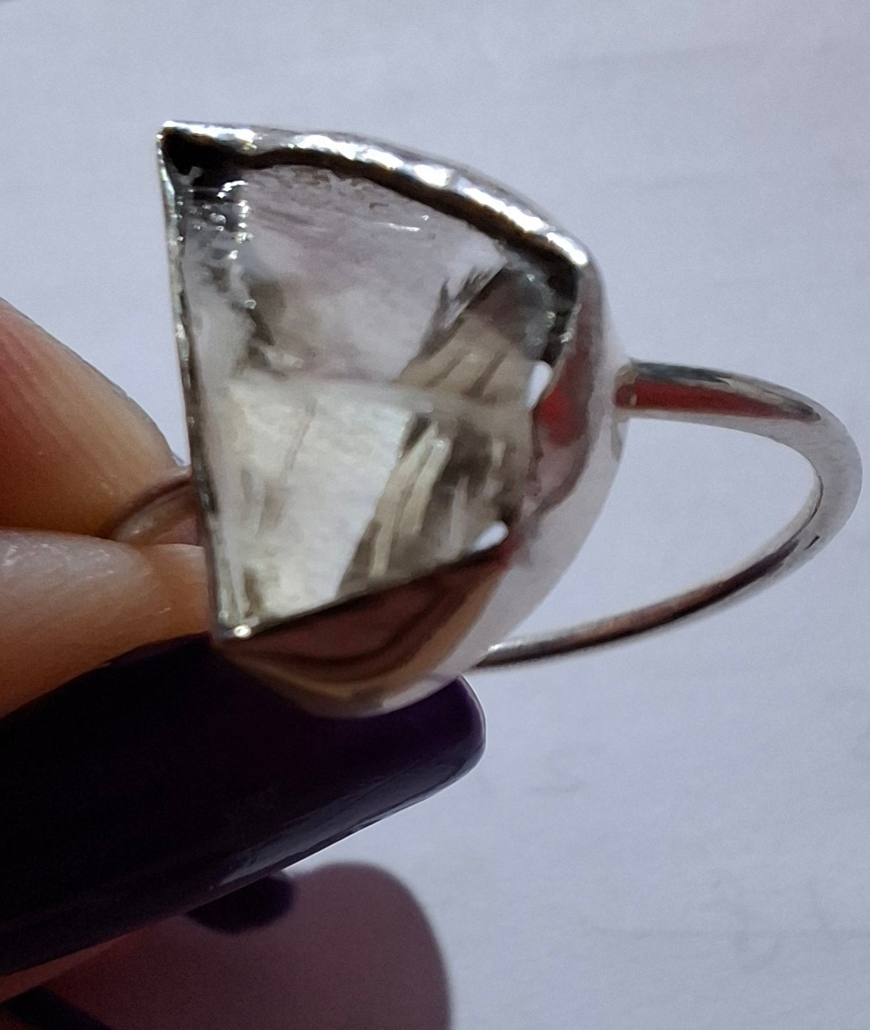 Libyan Desert Glass Ring, size W, 925 Silver, Tektite (Ref: LR61)