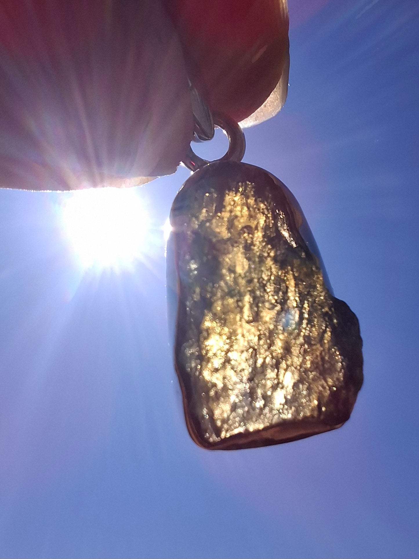 Moldavite Pendant, 925 Silver, Tektite (Ref: P15)