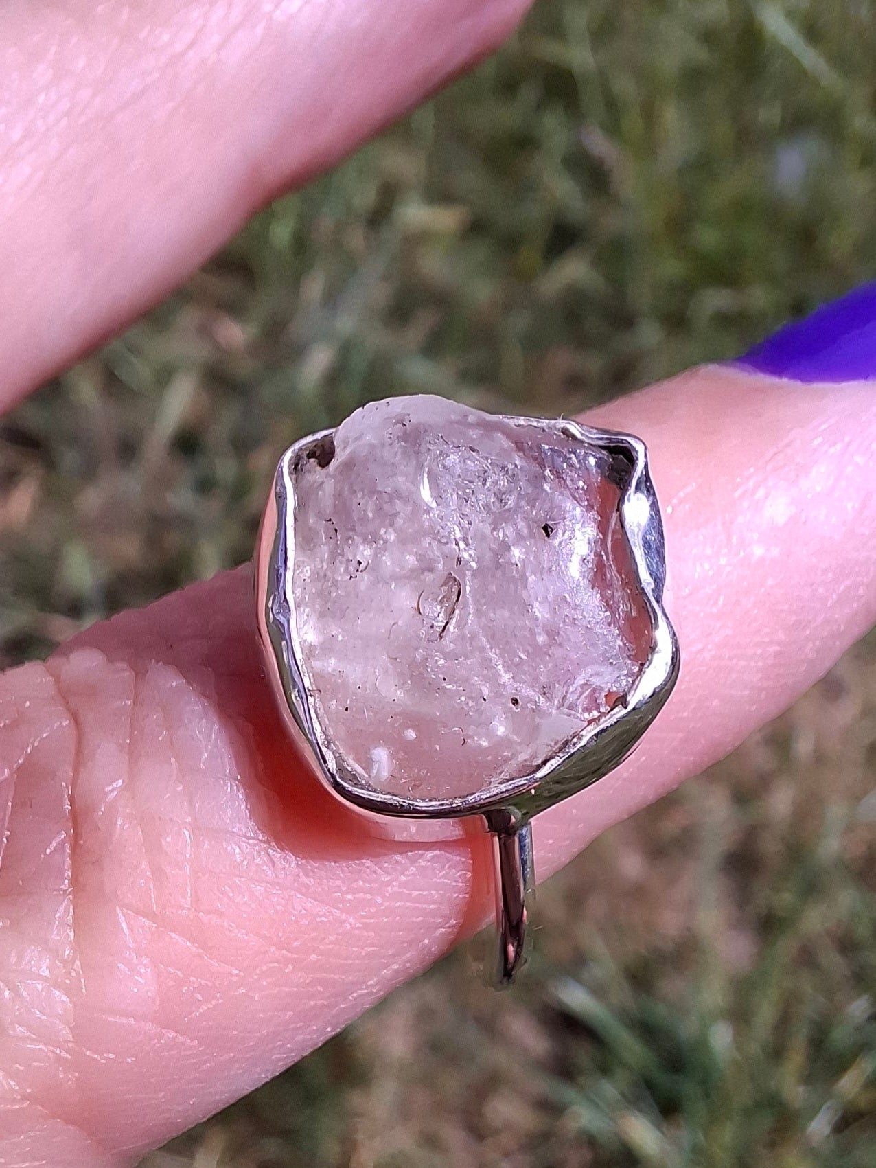 Libyan Desert Glass Ring, size P, 925 Silver, Tektite (Ref: LR27)
