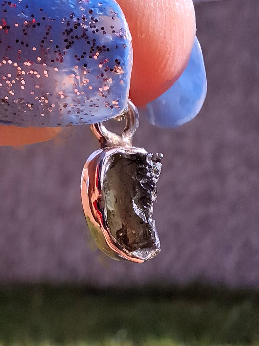 Moldavite Pendant, 925 Silver, Tektite (Ref: P39)