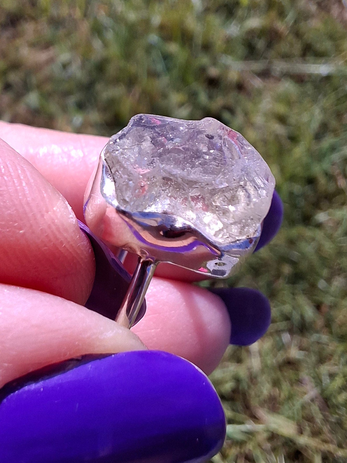 Libyan Desert Glass Ring, size large R/small S, 925 Silver, Tektite (Ref: LR43)