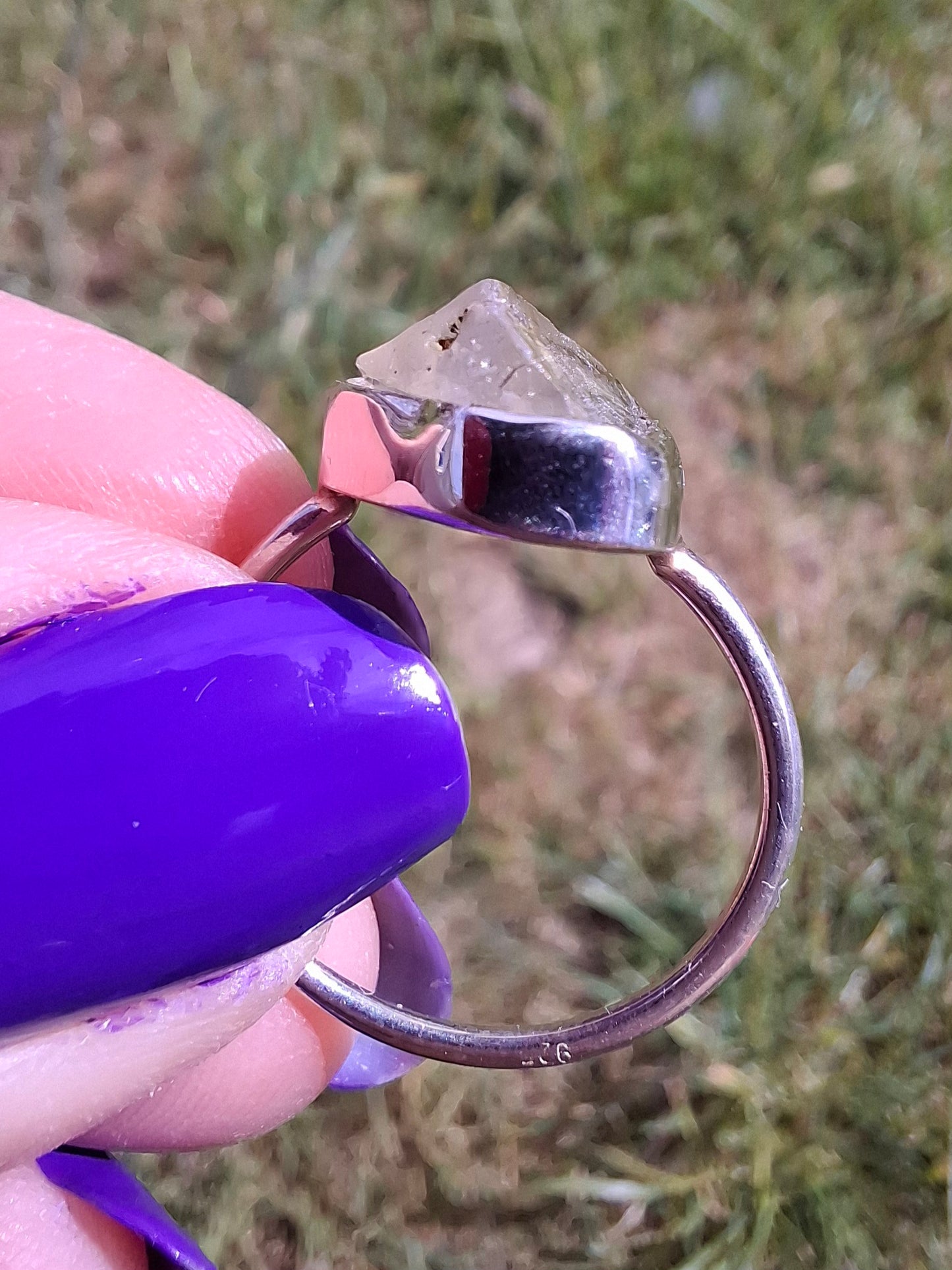 Libyan Desert Glass Ring, size large P, 925 Silver, Tektite (Ref: LR28)