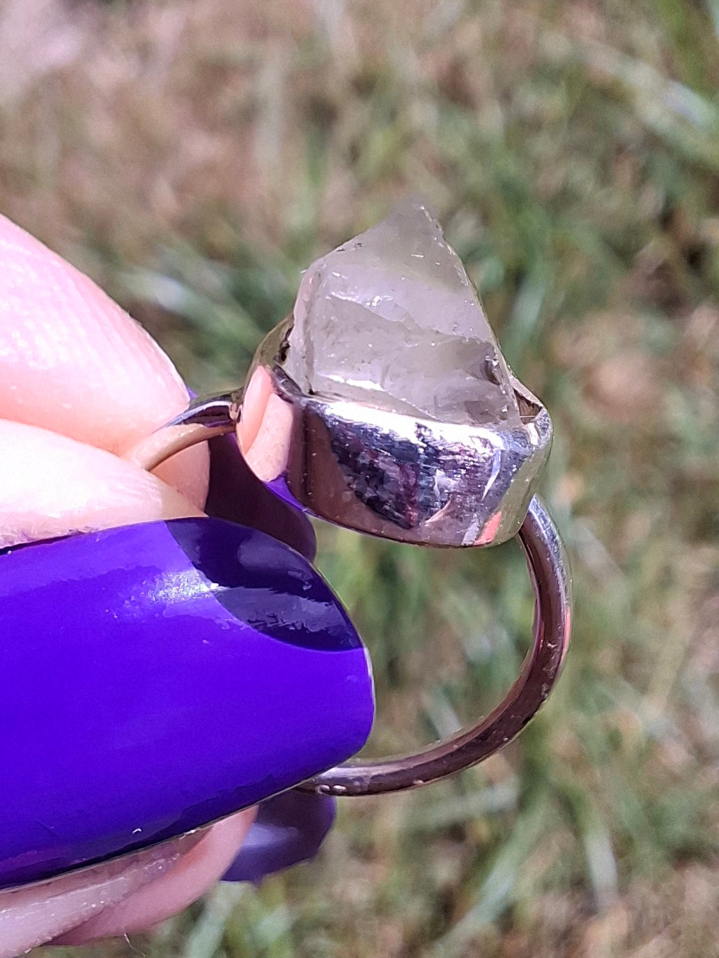 Libyan Desert Glass Ring, size large G, 925 Silver, Tektite (Ref: LR1)