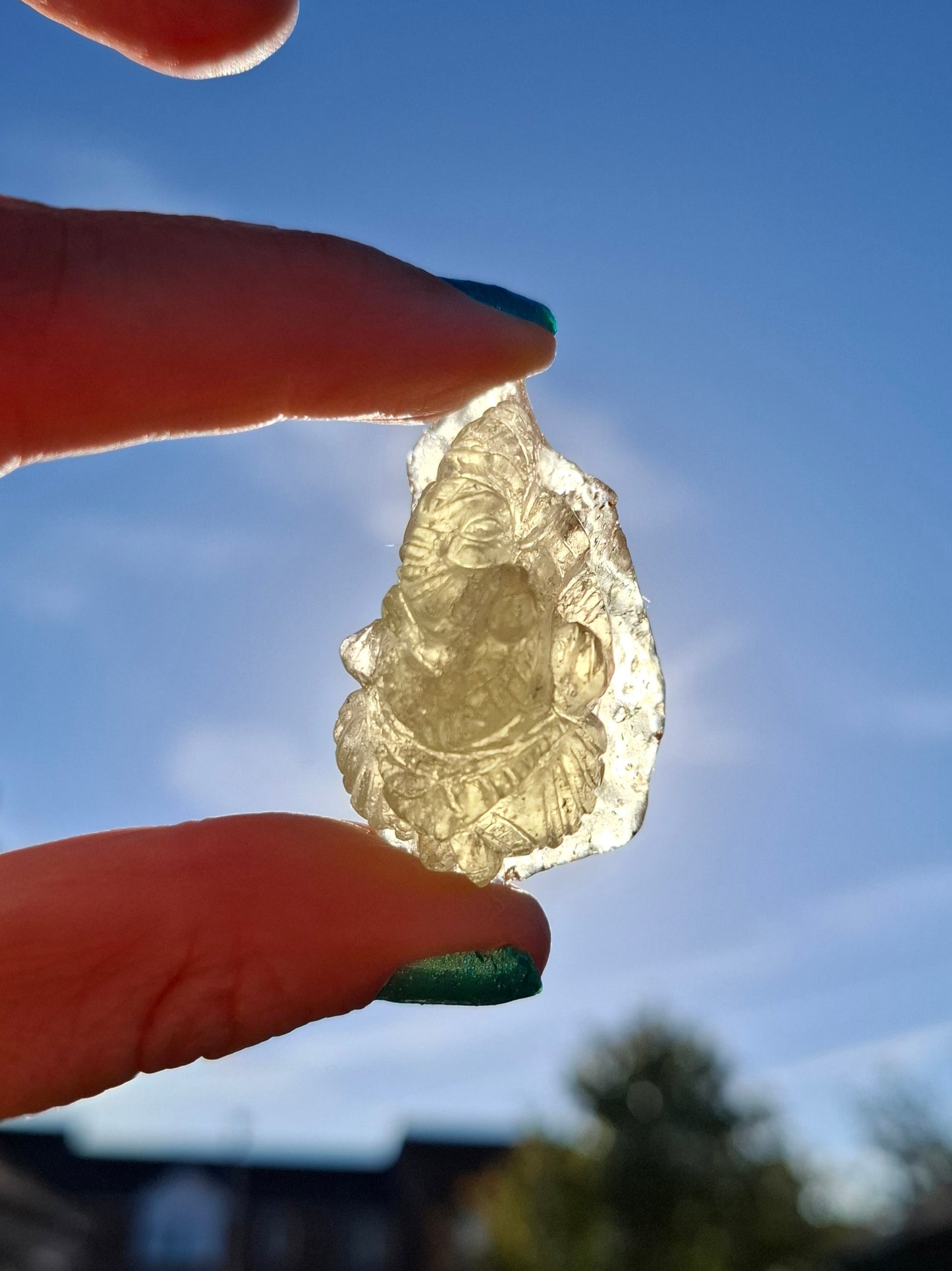 Libyan Desert Glass GANESHA carving, 18.39g, Tektite (Ref: Ganesha3)