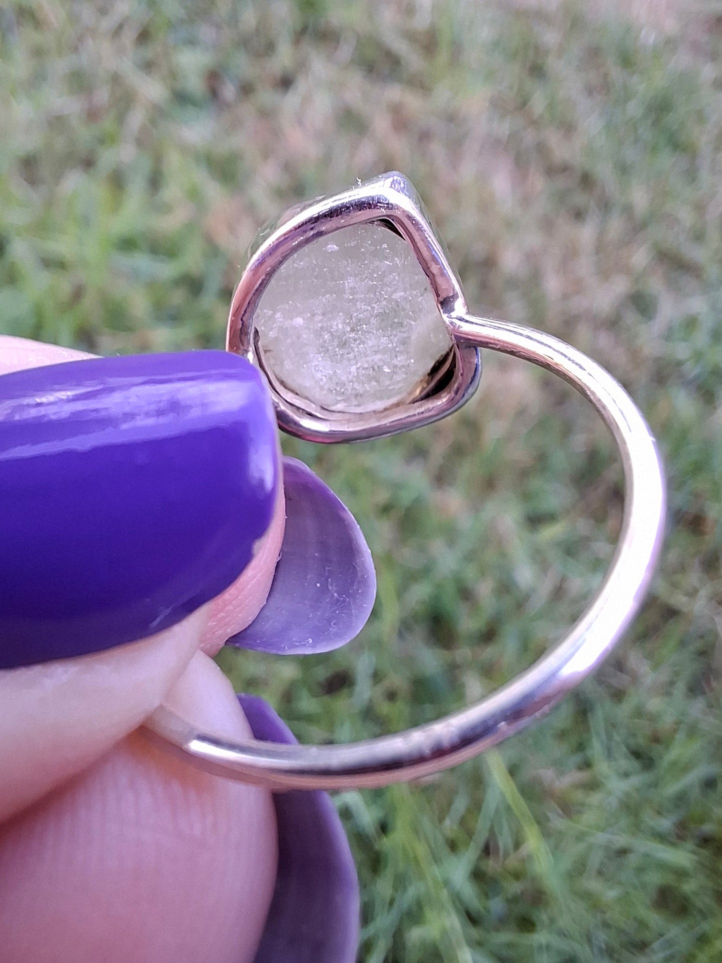 Libyan Desert Glass Ring, size large U, 925 Silver, Tektite (Ref: LR53)