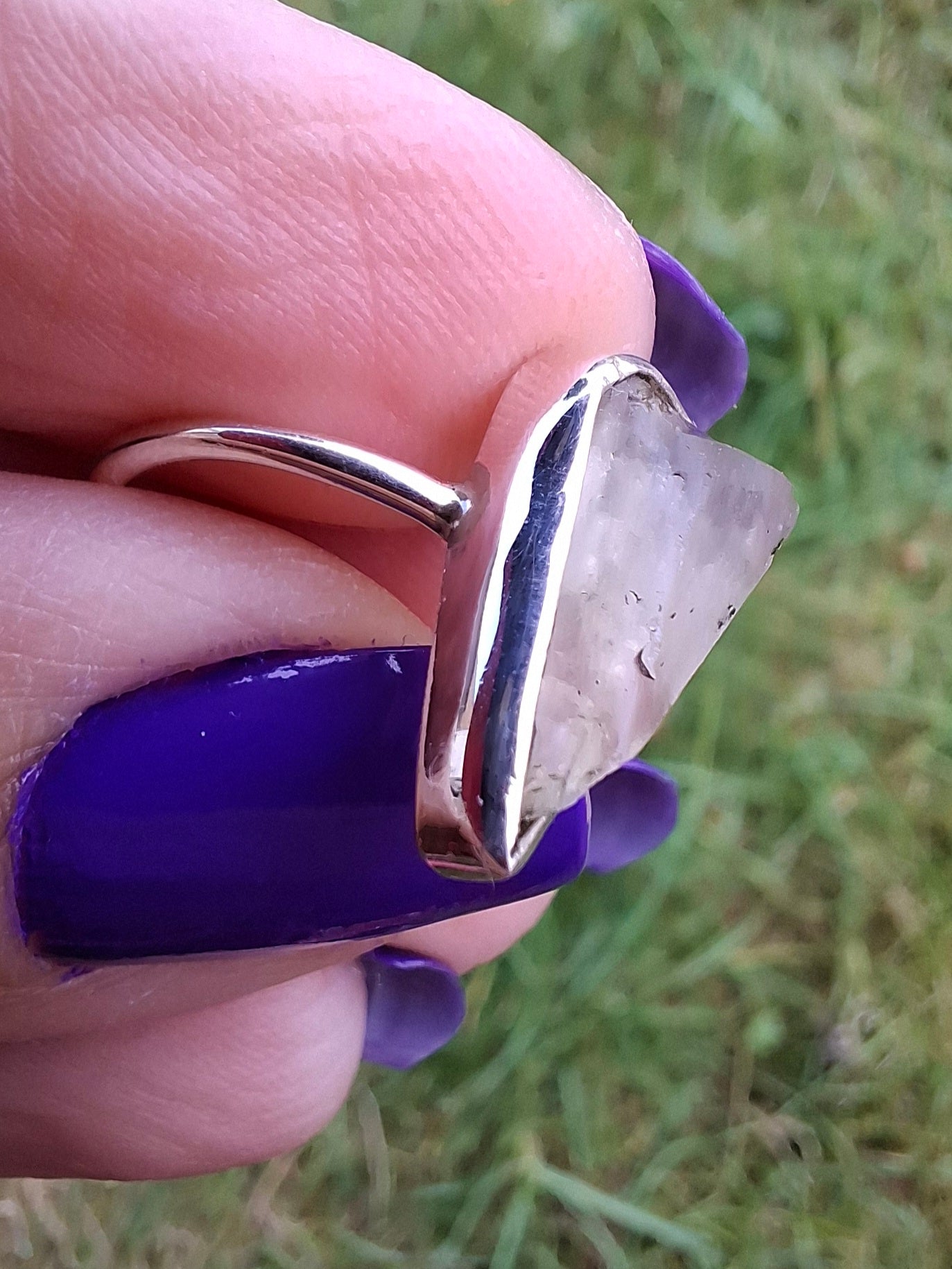 Libyan Desert Glass Ring, size large G, 925 Silver, Tektite (Ref: LR1)