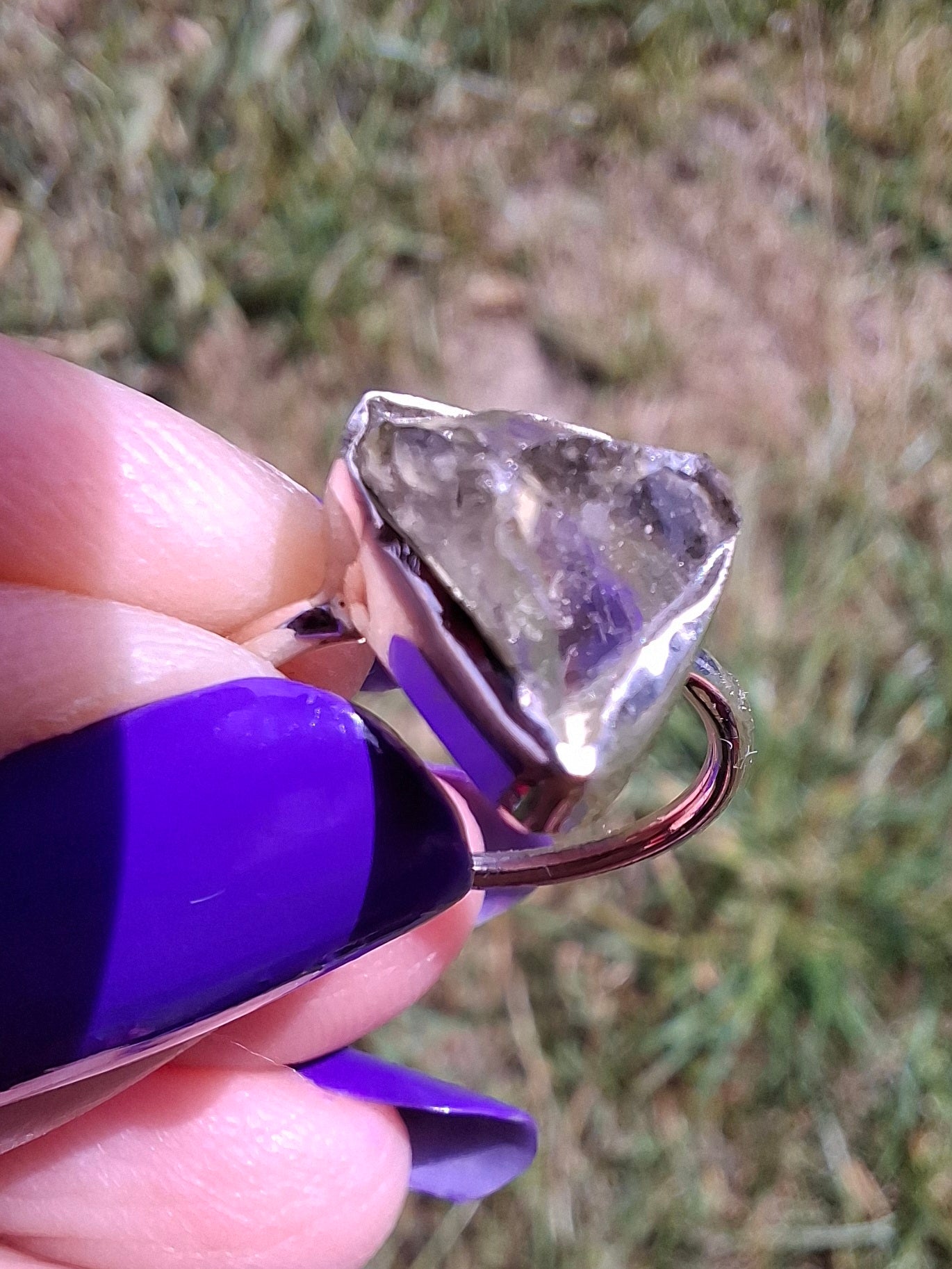 Libyan Desert Glass Ring, size large G, 925 Silver, Tektite (Ref: LR2)