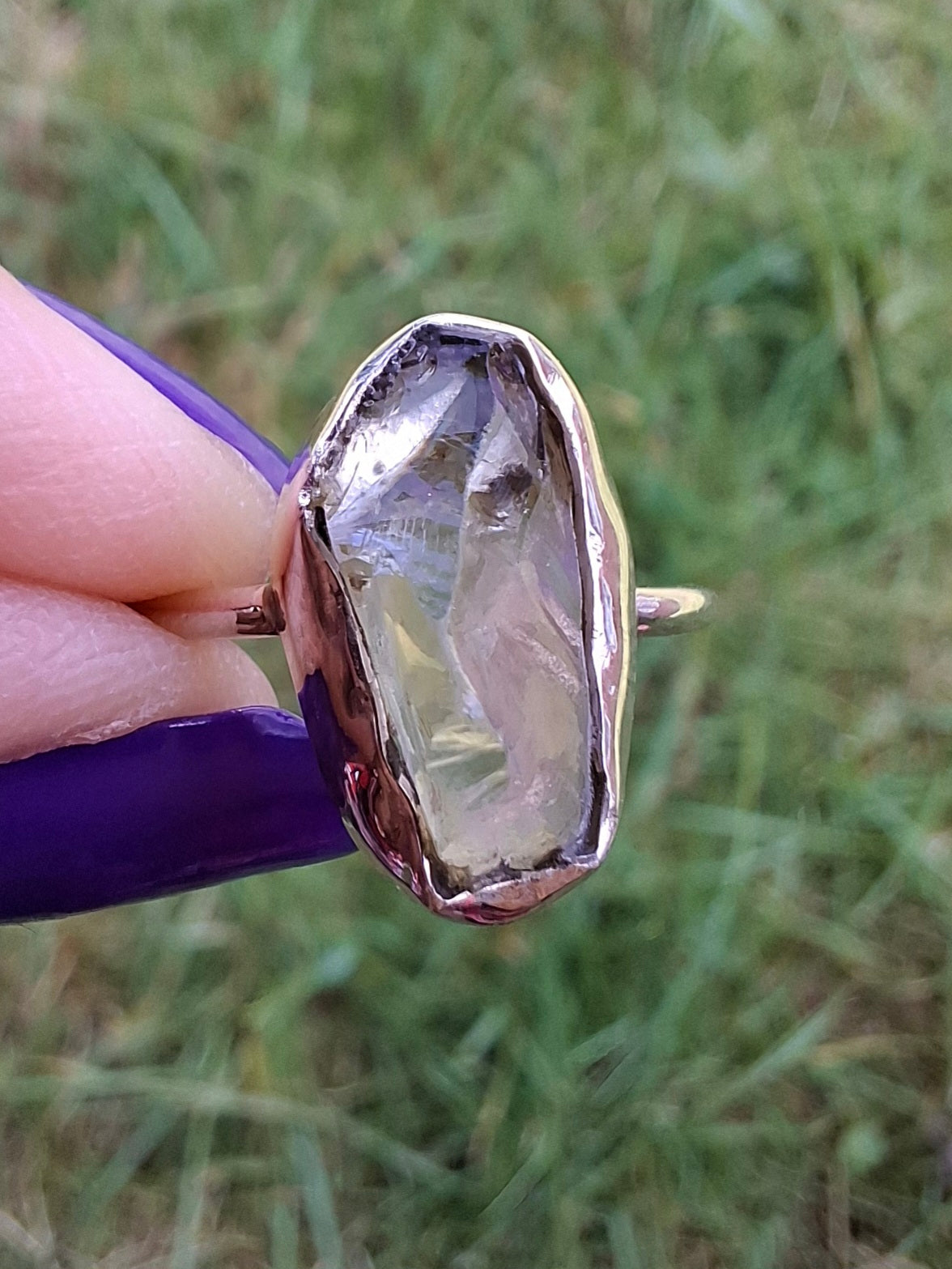 Libyan Desert Glass Ring, size K, 925 Silver, Tektite 🌈 (Ref: LR12)