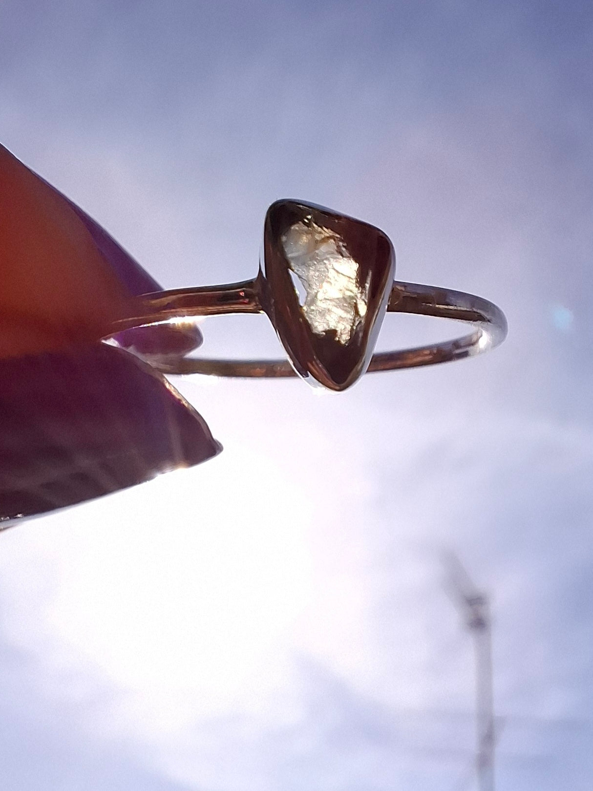 Moldavite Ring, size small S, 925 Silver, Tektite (Ref: R66)