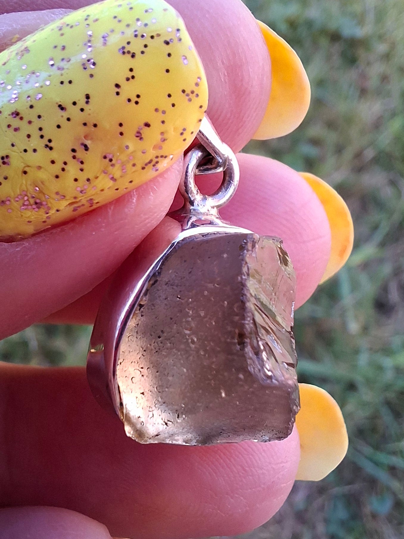 Libyan Desert Glass Pendant, 925 Silver, Tektite (Ref: LP76)