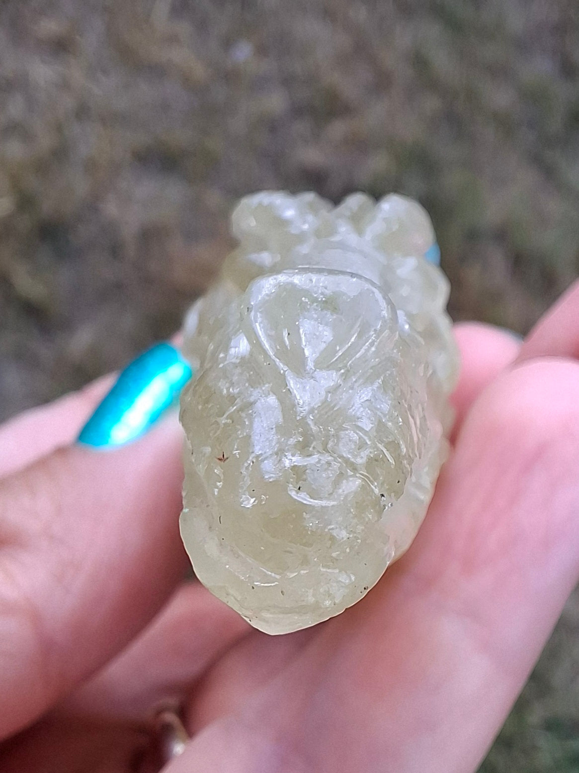 Libyan Desert Glass DRAGON HEAD carving, 48.11g, Tektite (Ref: Dragon4)