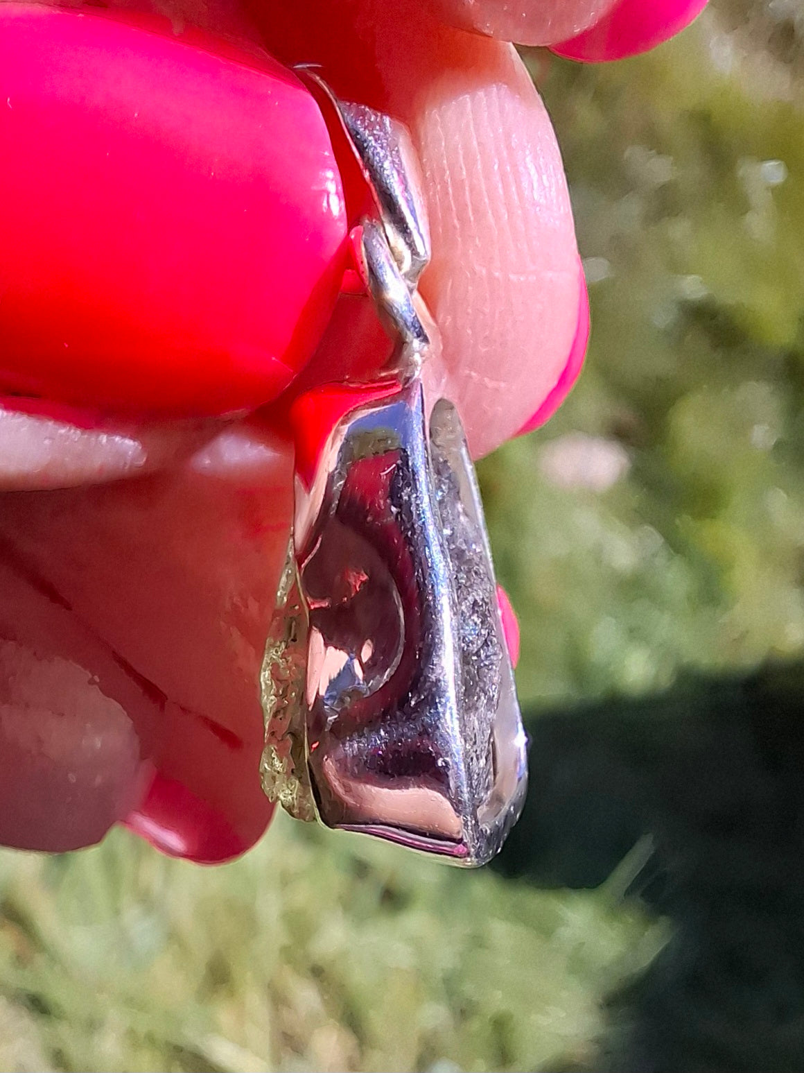 Moldavite Pendant, 925 Silver, Tektite (Ref: P440)